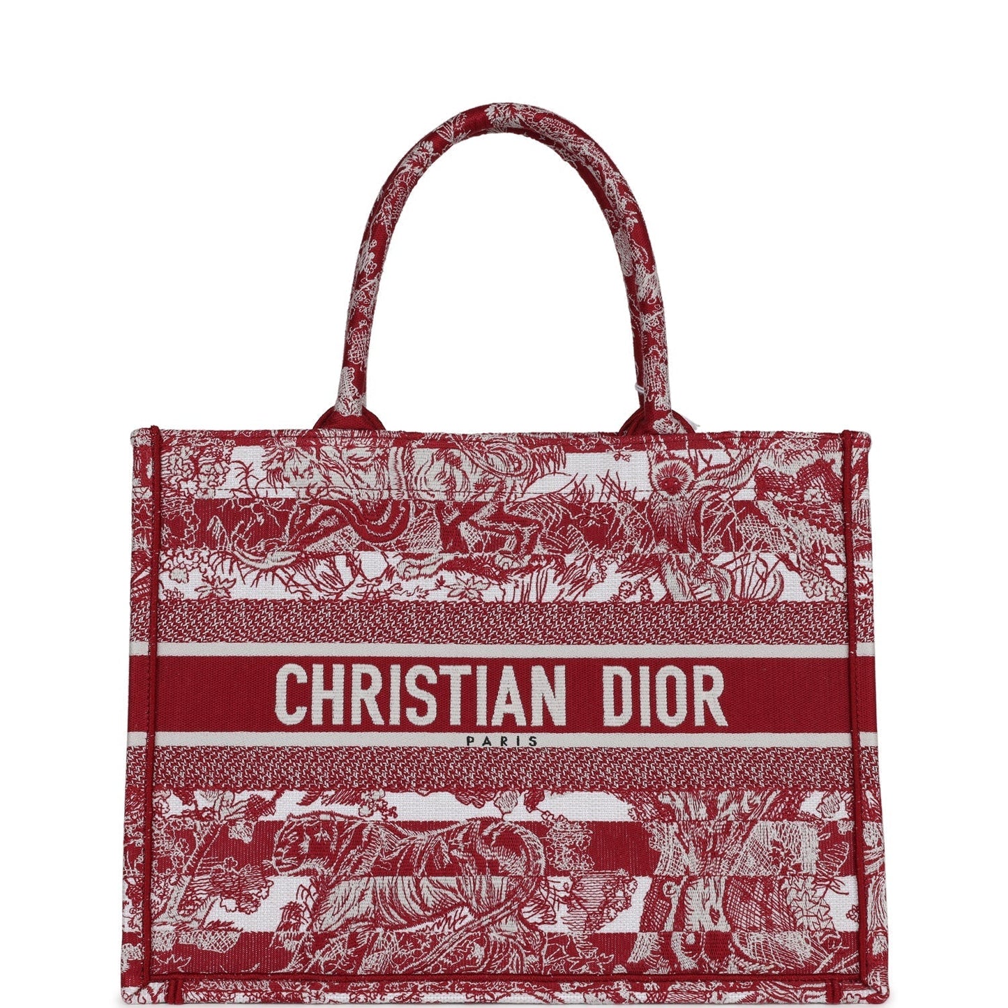 Dior Christian Burgundy Toile De Jouy Stripes Book Tote Medium Tote Bag Book Tote 1