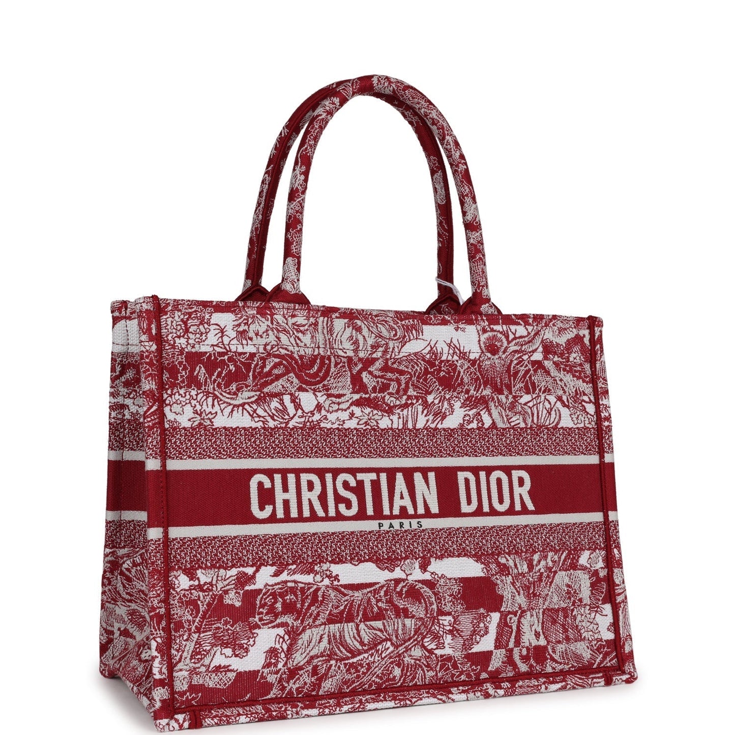 Dior Christian Burgundy Toile De Jouy Stripes Book Tote Medium Tote Bag Book Tote 1