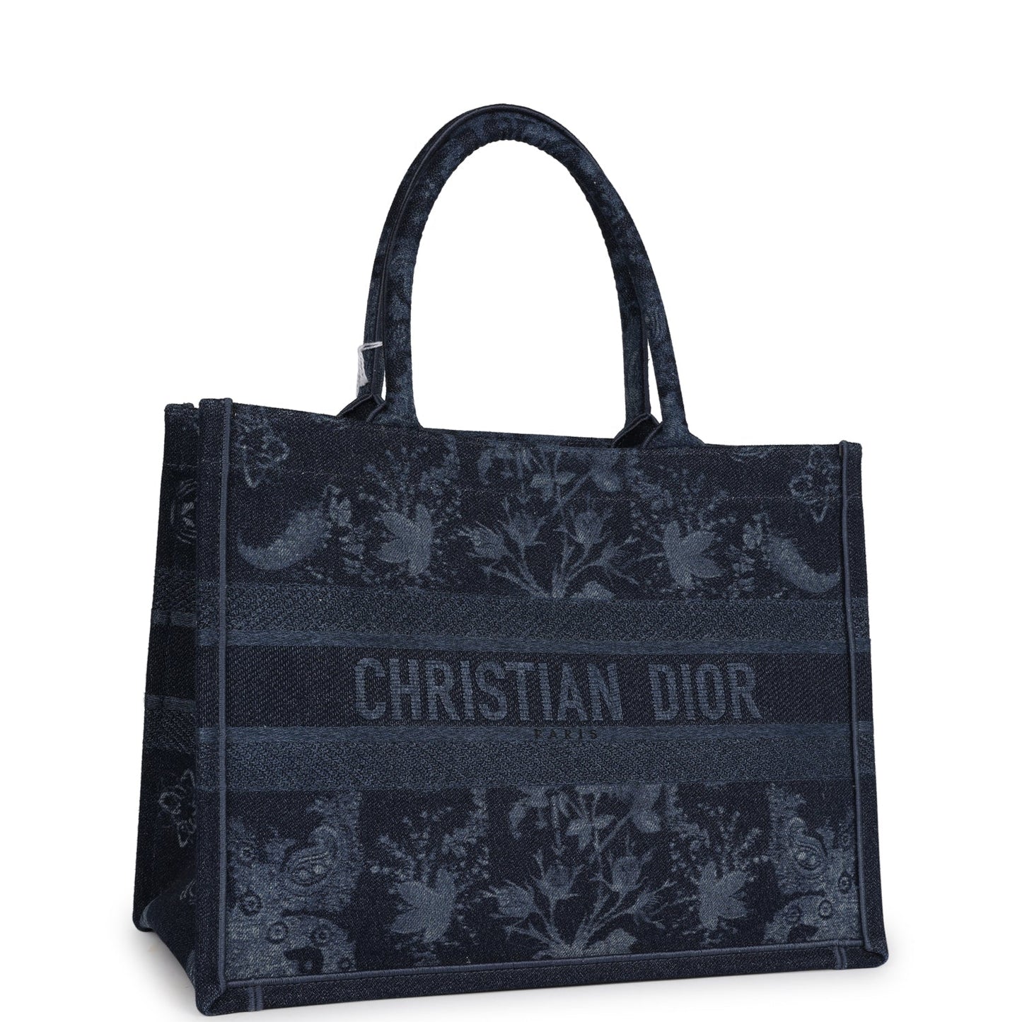 Dior Christian Flower Book Tote Denim Blue Small Tote Bag