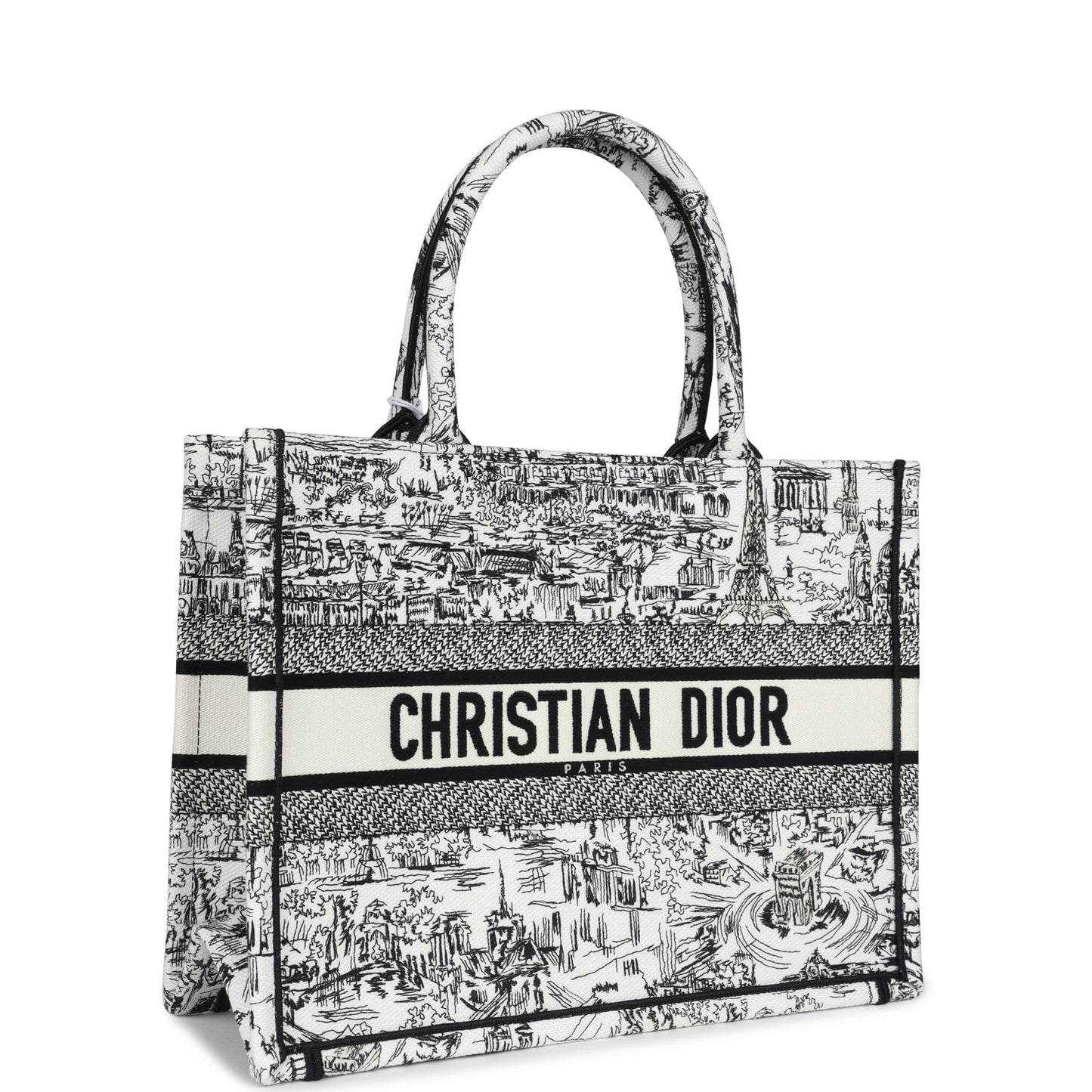 Dior Christian Paris All Over Book Tote And Canvas Black White Tote Bag