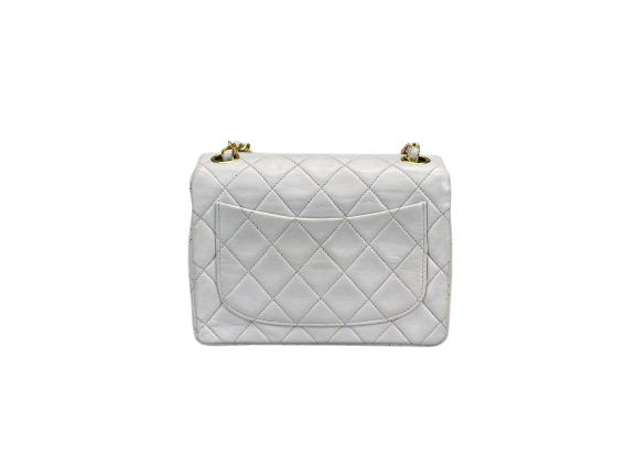 Chanel   White timeless flap bag mini square gold Hardware