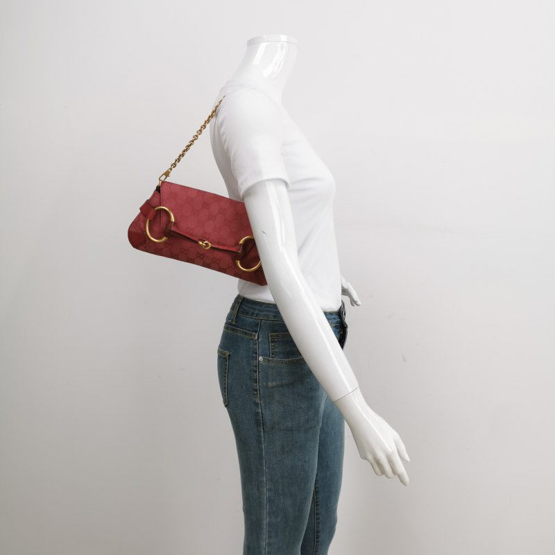 Gucci Horsebit Monogram Canvas Pink Chain Travel Bag
