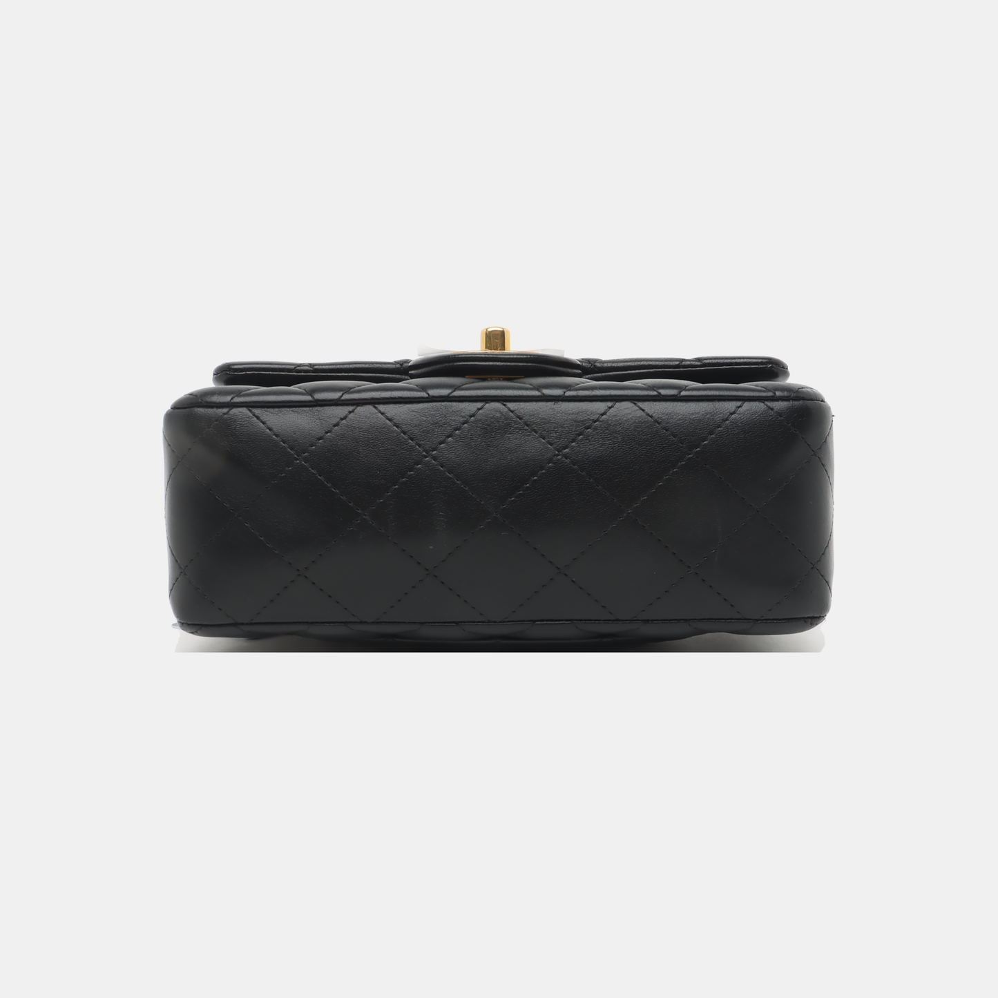 Chanel Classic Flap Rectangular Lambskin Hardware -15 Black Gold Leather Mini Bag
