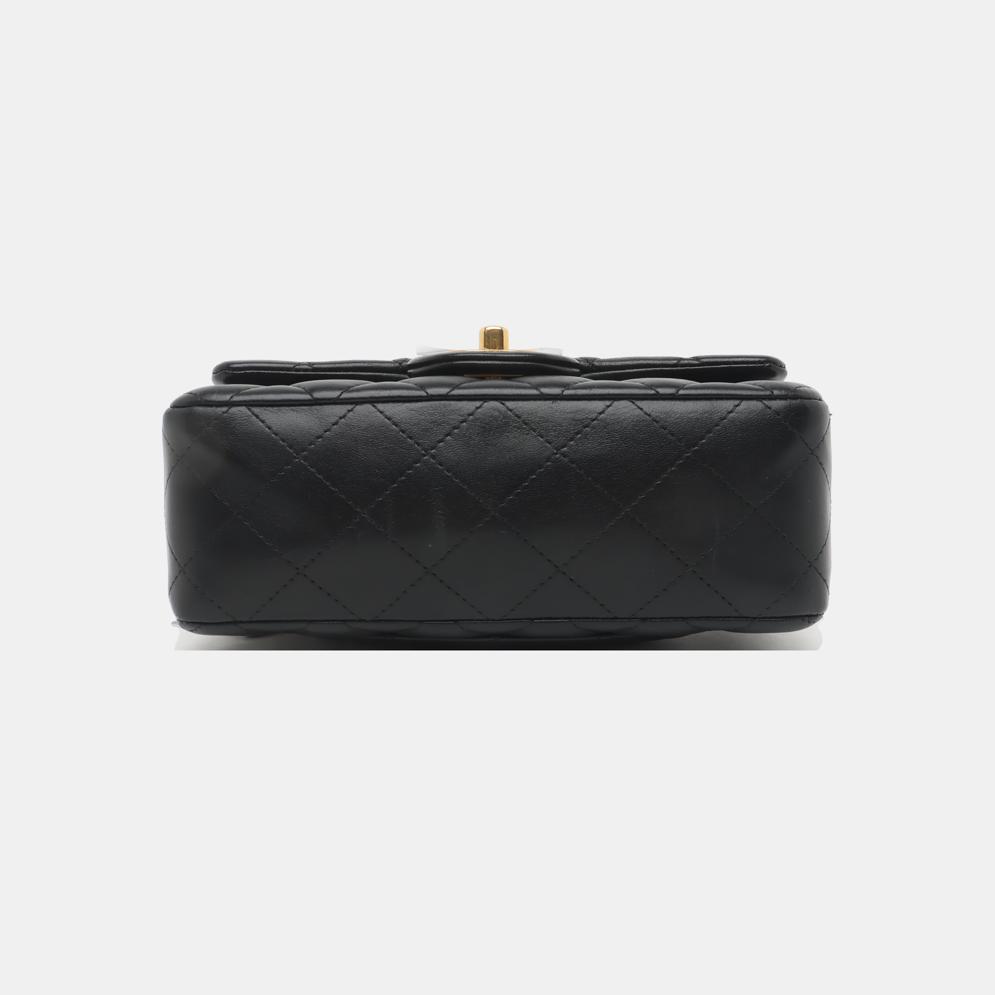 Chanel Classic Flap Rectangular Lambskin Hardware -15 Black Gold Leather Mini Bag