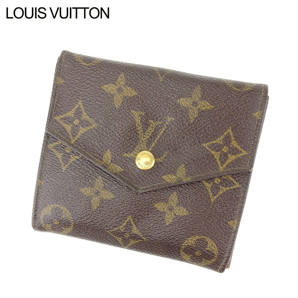 Louis Vuitton Bifold M61660 Portonebi old Brown Beige Gold Wallet Case D1956
