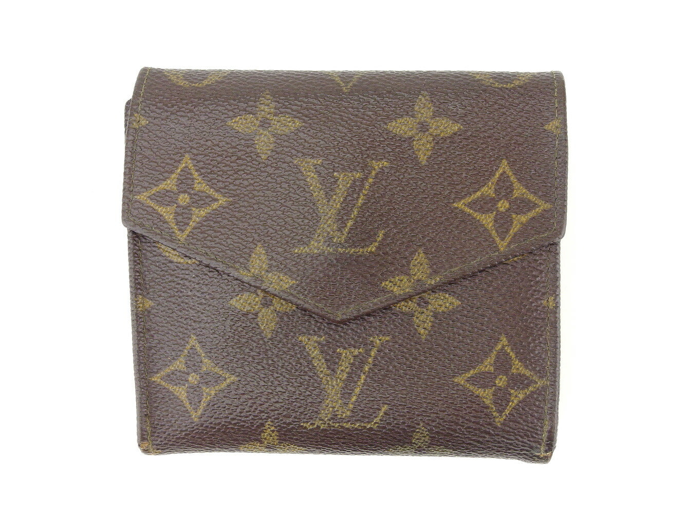 Louis Vuitton Bifold M61660 Portonebi old Brown Beige Gold Wallet Case D1956