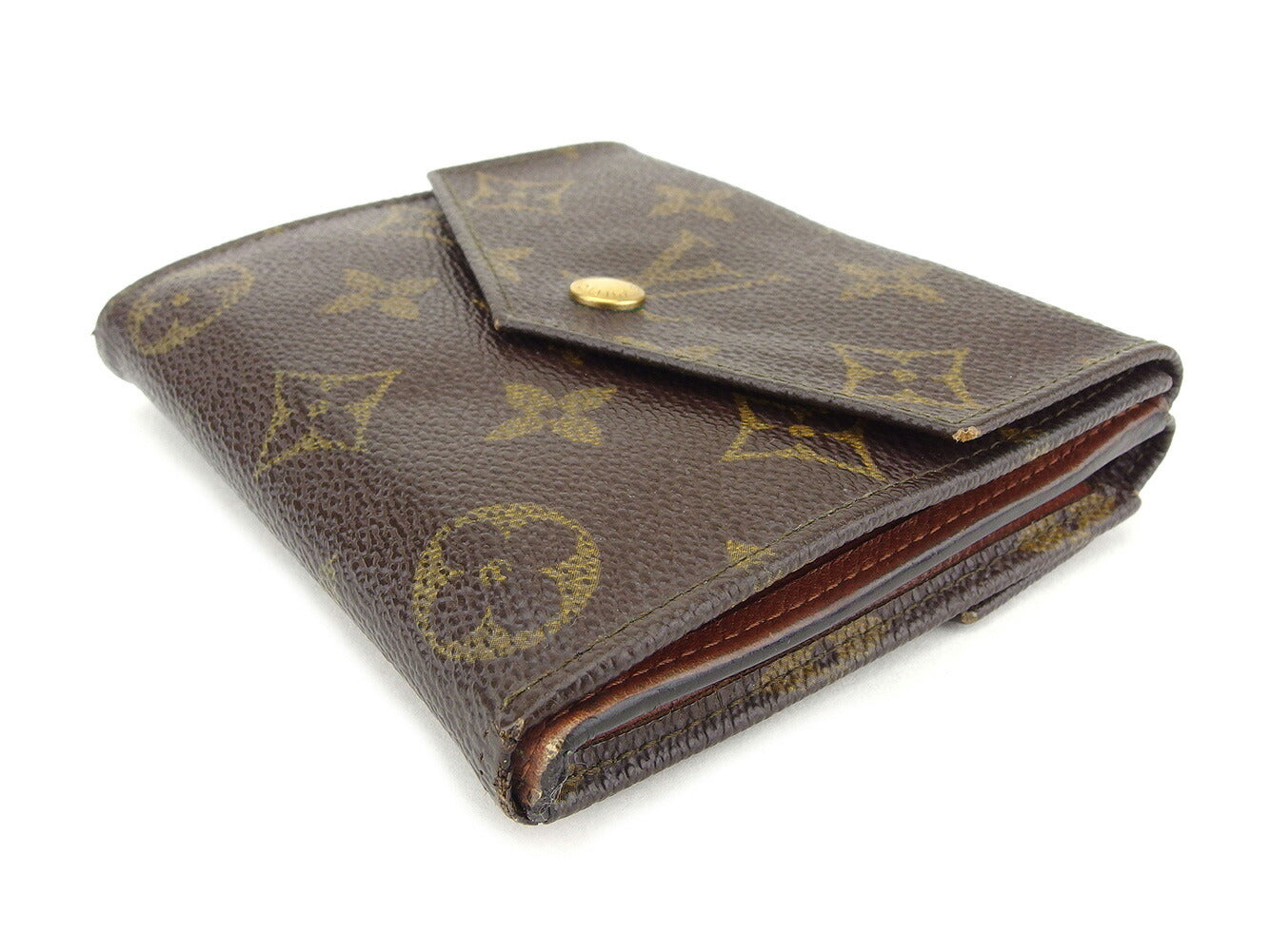 Louis Vuitton Bifold M61660 Portonebi old Brown Beige Gold Wallet Case D1956