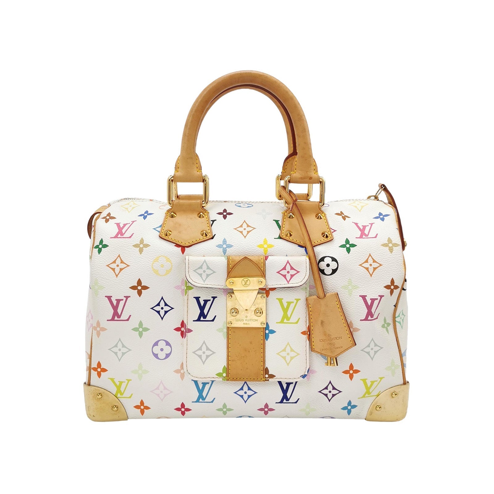 Louis Vuitton x Takashi Murakami Speedy 30 Lock Multicolor White Handbag Multicolor 16