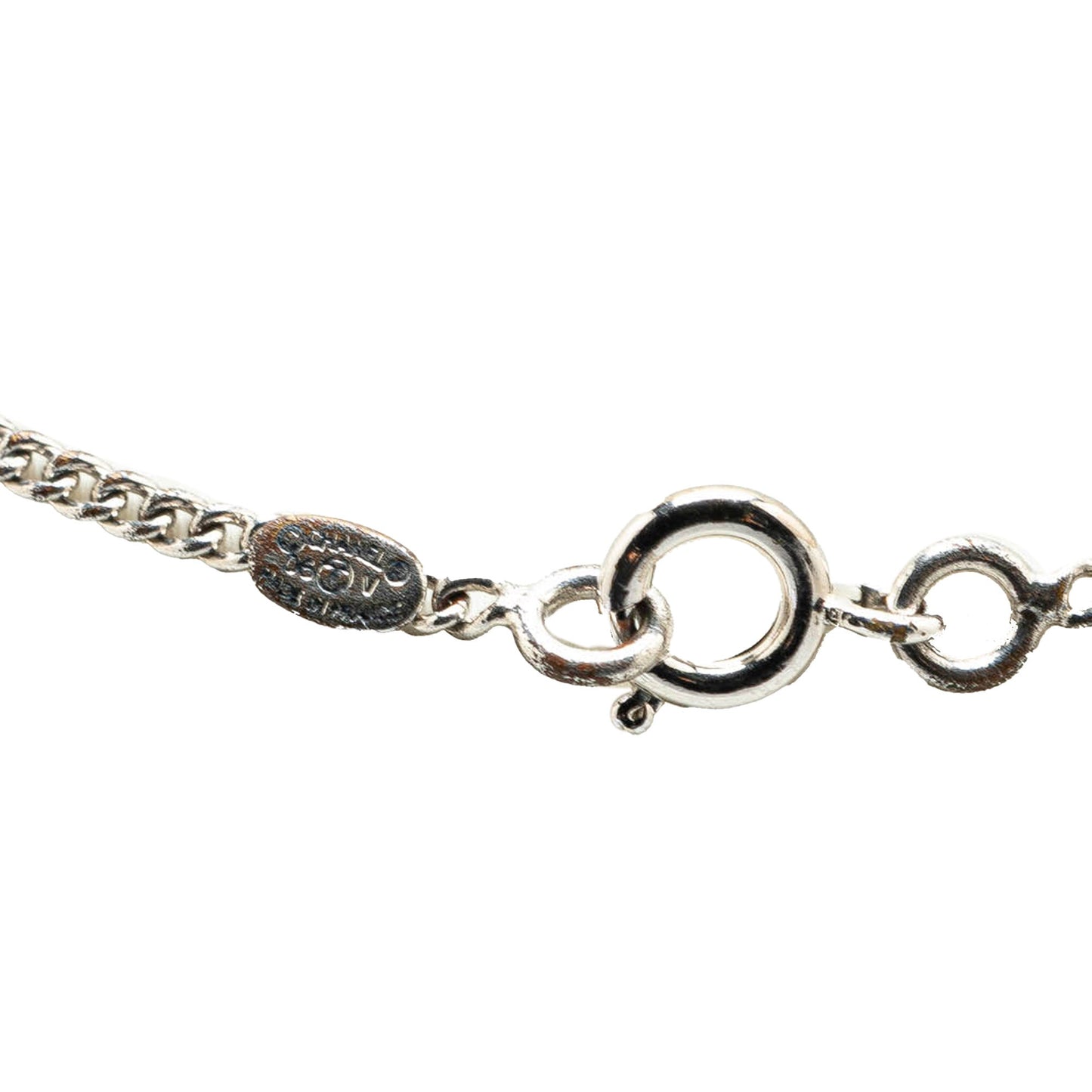 Silver Chanel Silver Plated CC Pendant Necklace