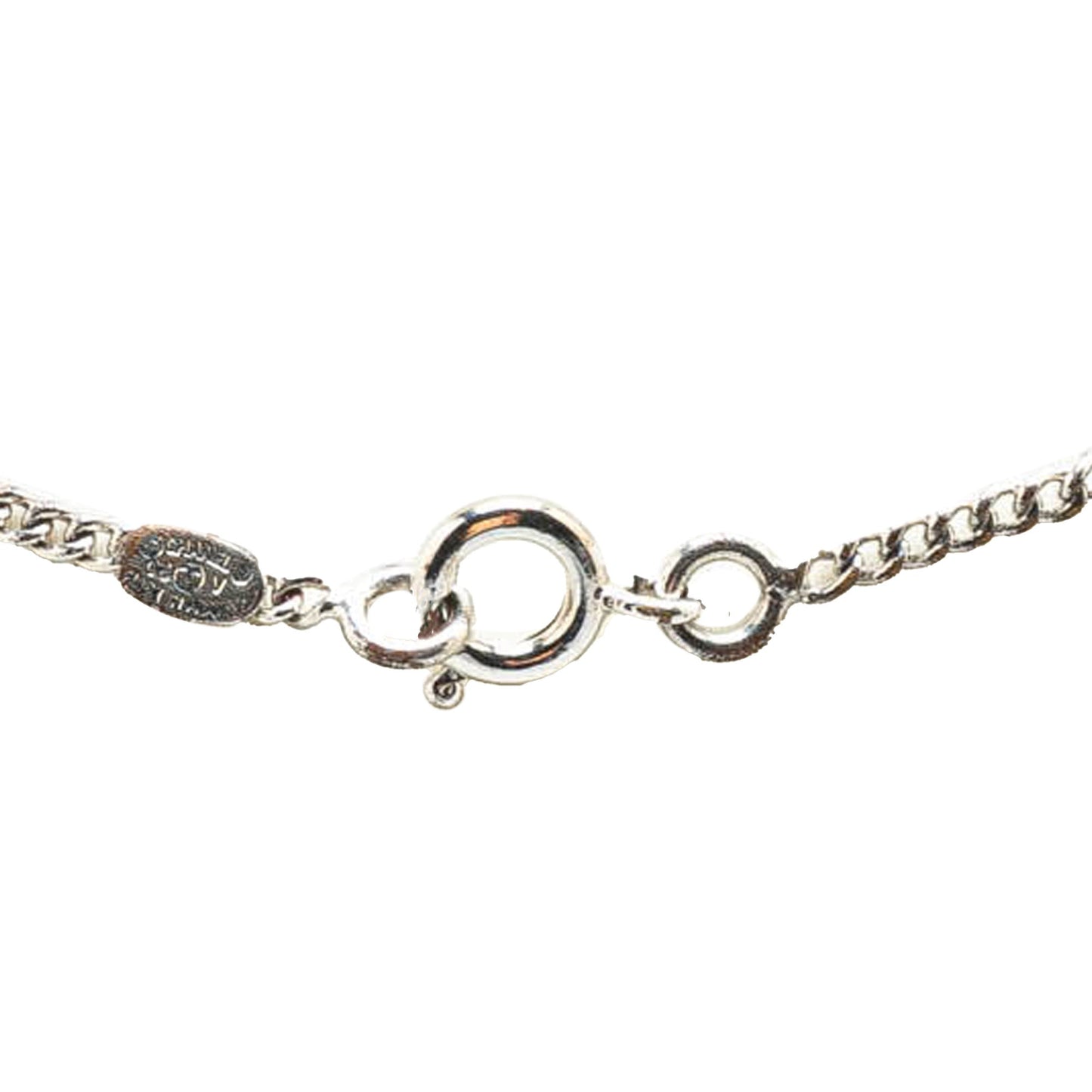 Silver Chanel Silver Plated CC Pendant Necklace