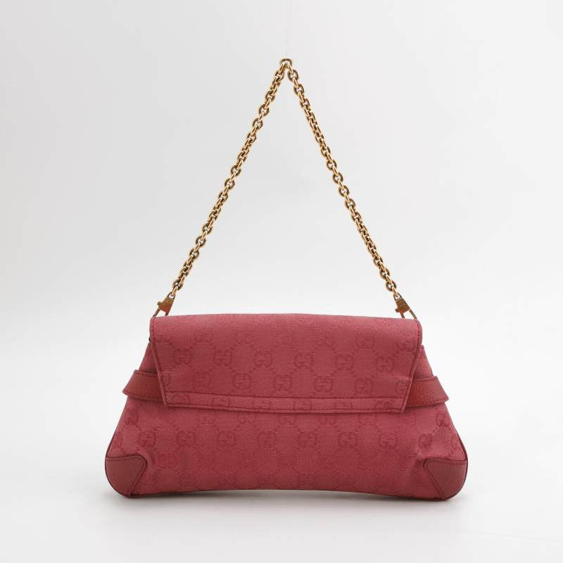 Gucci Horsebit Monogram Canvas Pink Chain Travel Bag