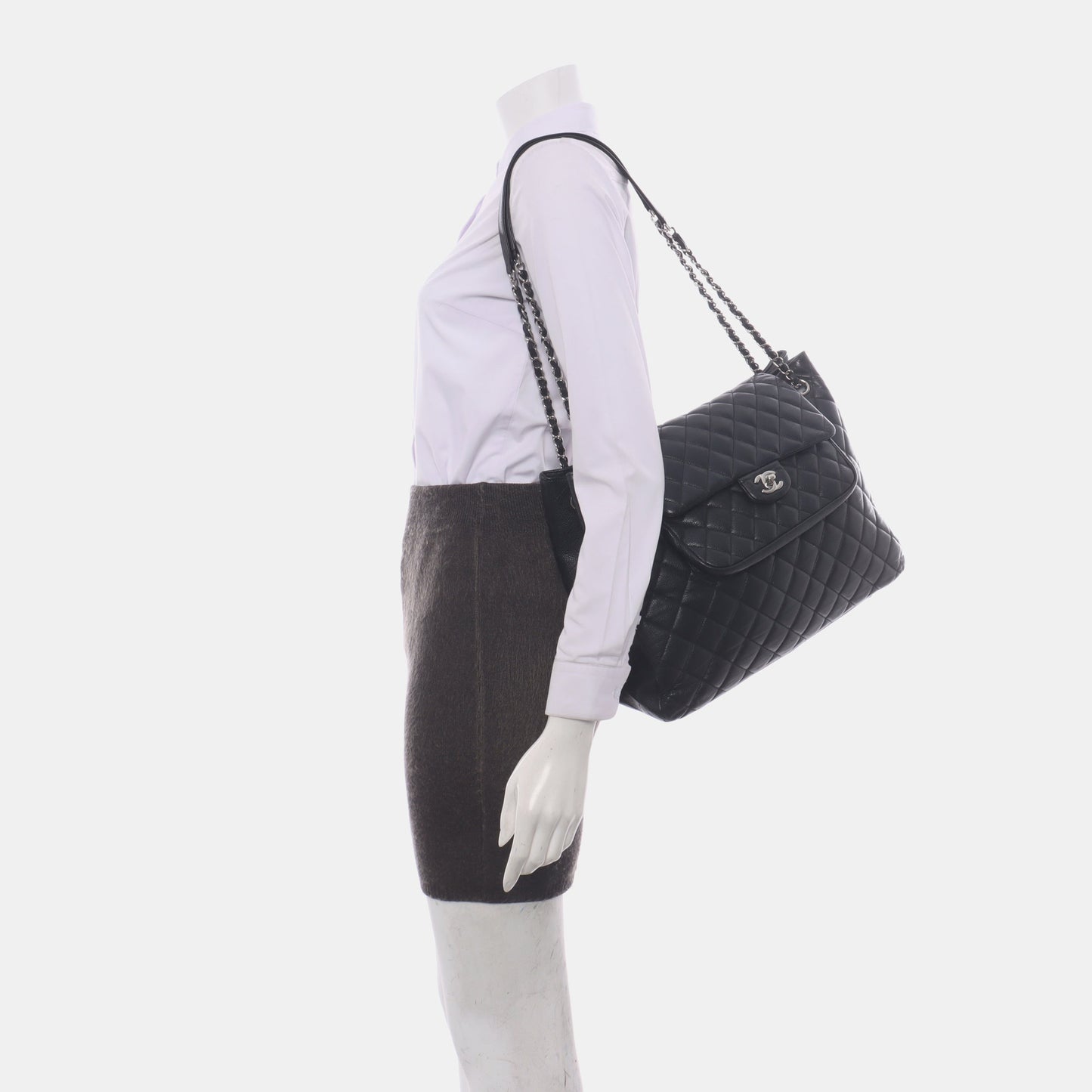 Chanel Paris-Edinburgh Flap Caviar Black Leather Tote Bag