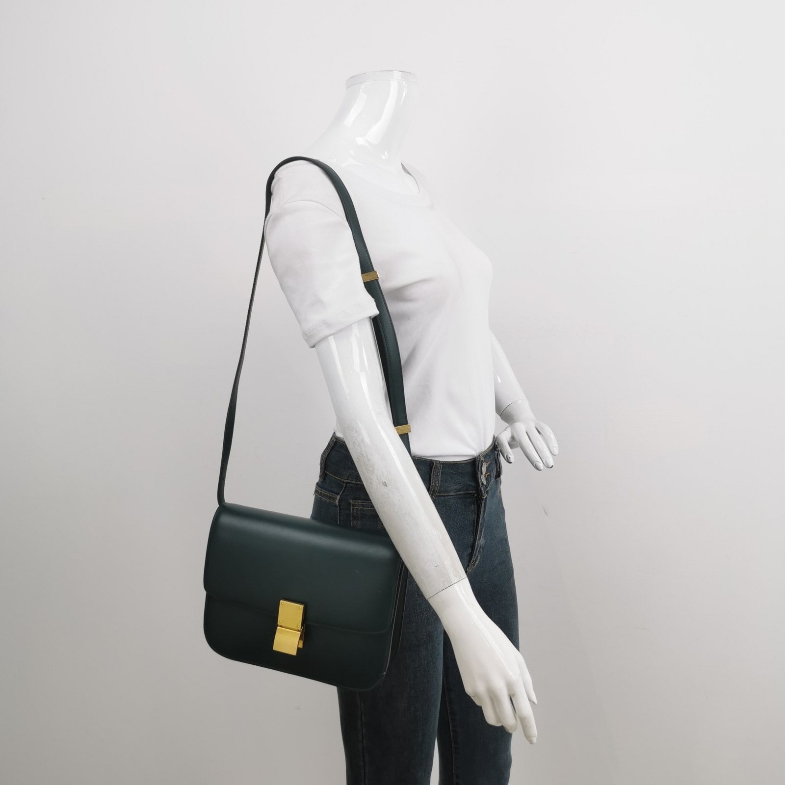 Classic Box Dark Crossbody Bag Leather Green