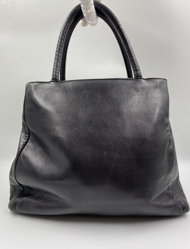 Prada Tote Leather Black Tote Bag