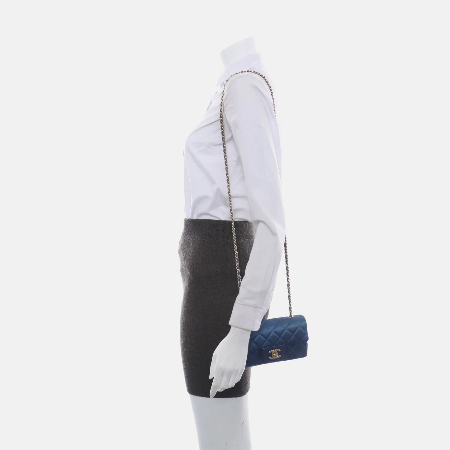 Chanel Classic Flap - Silk Satin Blue Crossbody Bag