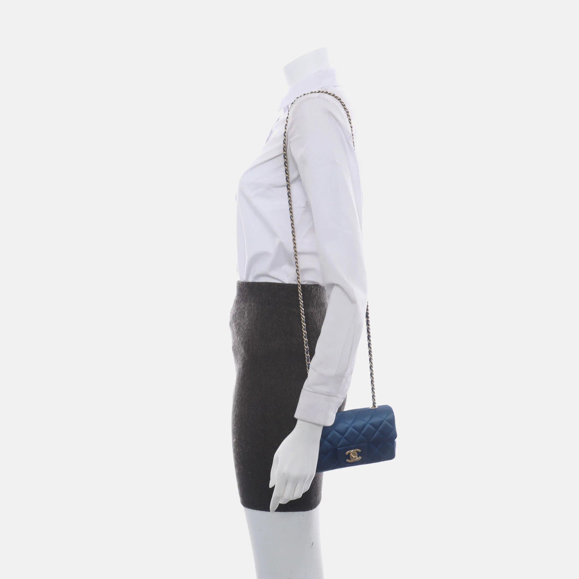 Chanel Classic Flap - Silk Satin Blue Crossbody Bag