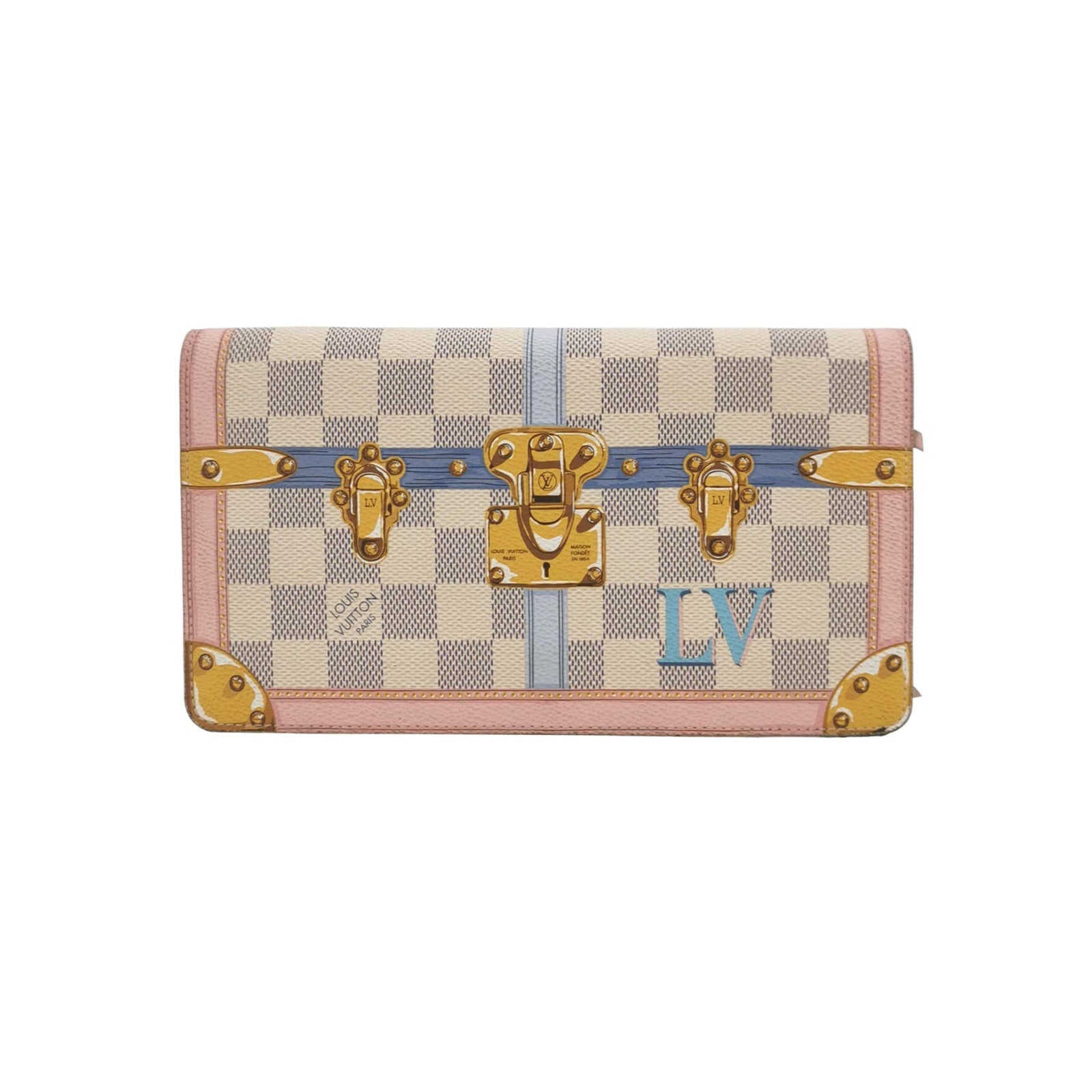 Louis Vuitton Azur Summer Trunks Pochette Weekend Damier White Clutch Bag