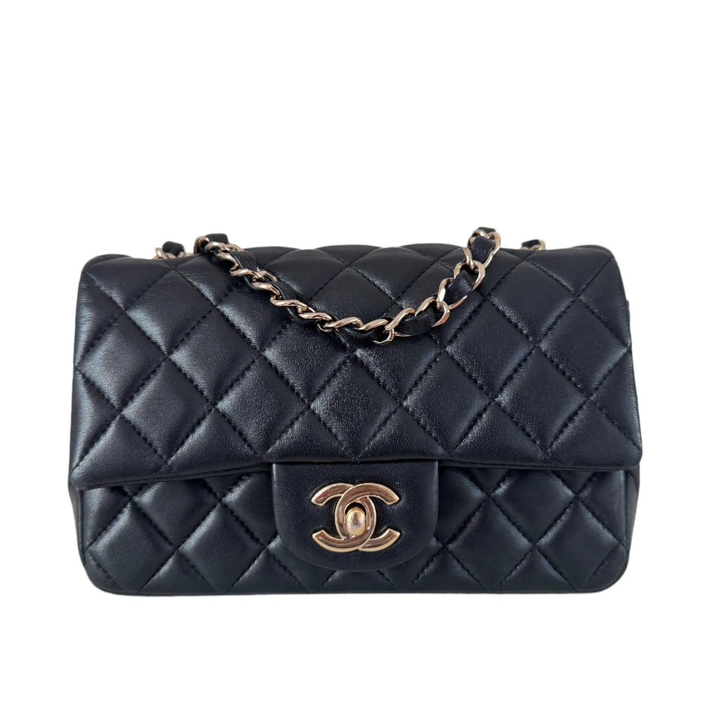 Chanel Classic Flap Rectangular Lambskin Hardware Black Gold Leather Mini Bag Hardware 1