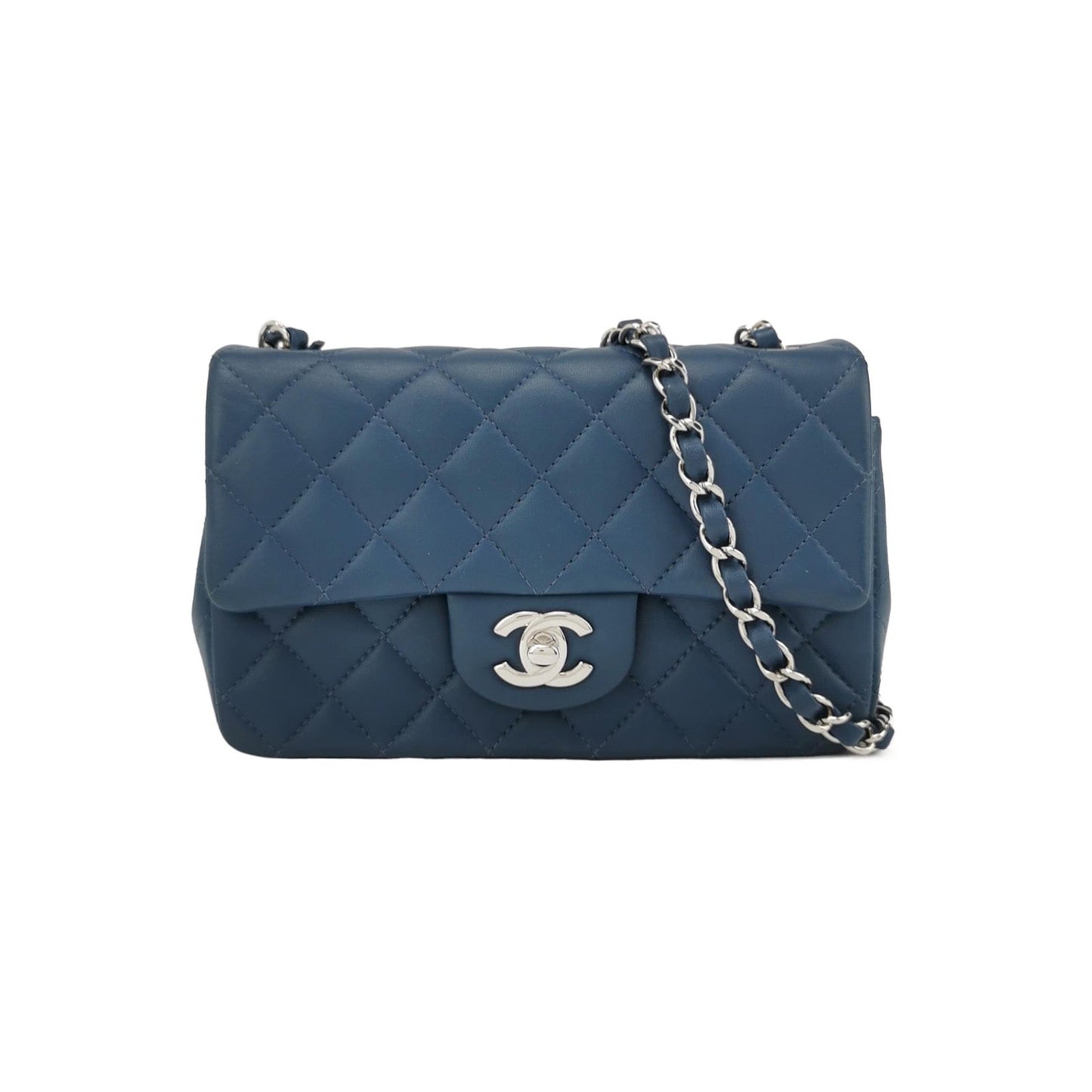 Chanel Classic Flap Rectangular Navy Lambskin Mini Bag