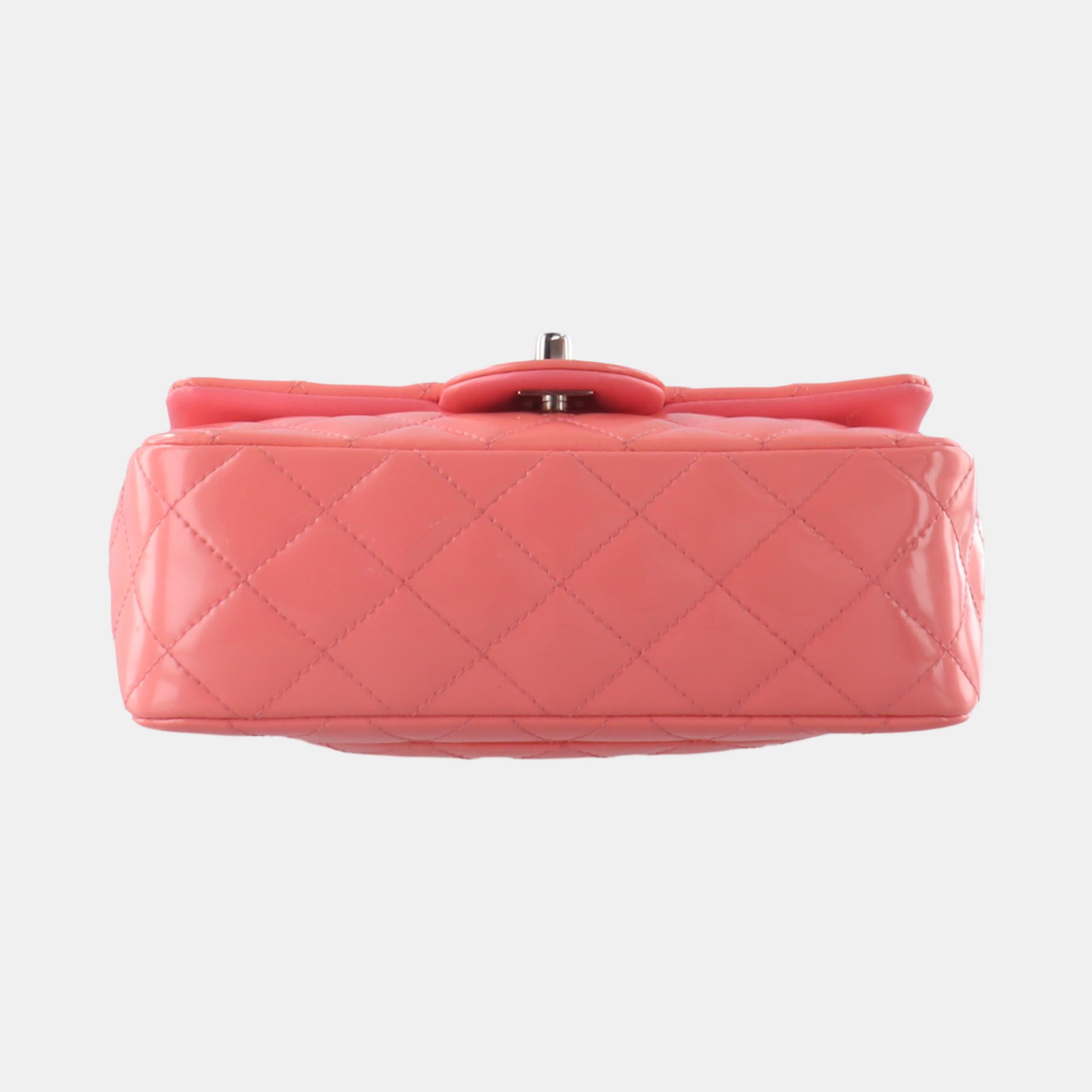Chanel Classic Flap Patent Hardware Pink Silver Leather Mini Bag