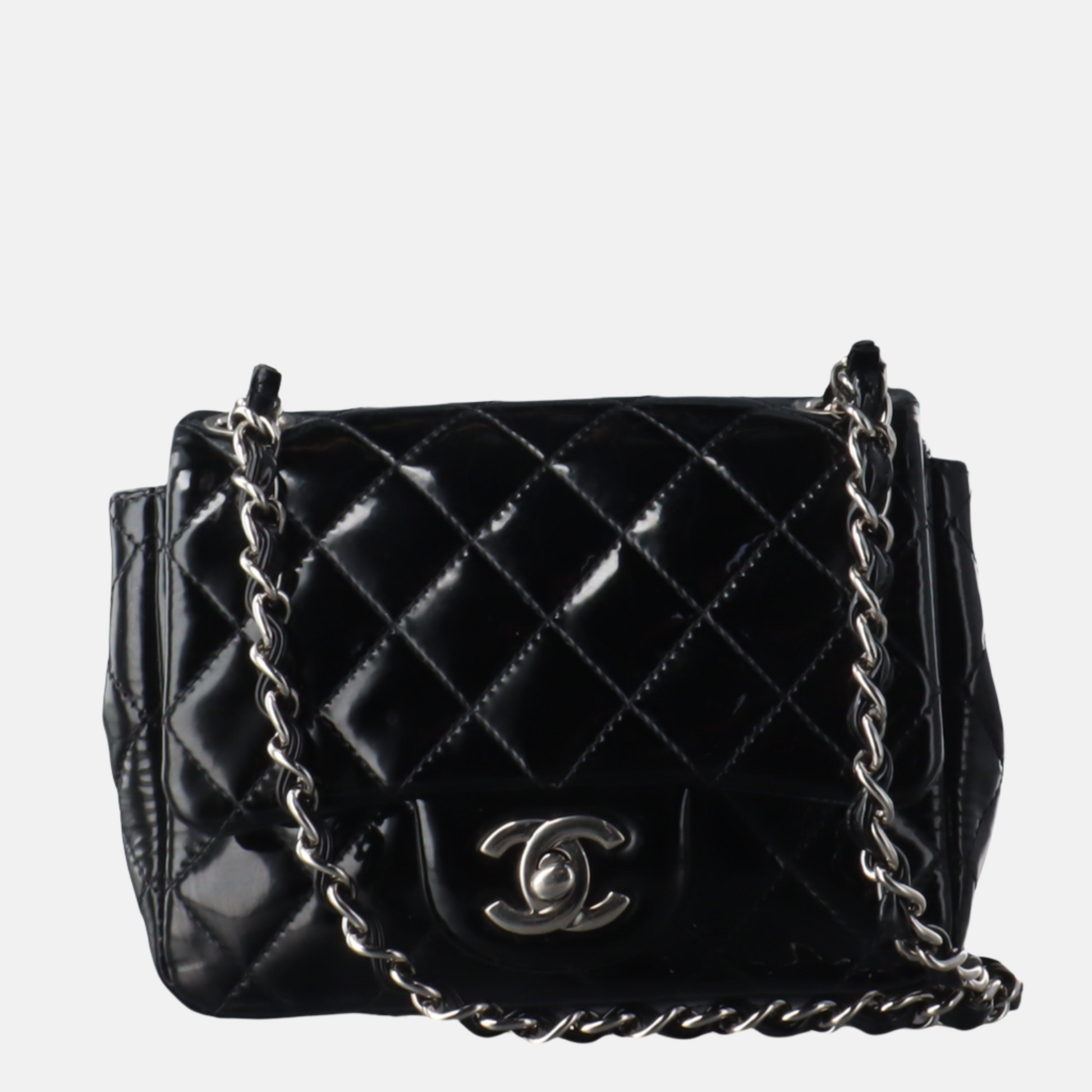 Chanel Classic Flap Square Patent Lambskin Black Crossbody Bag