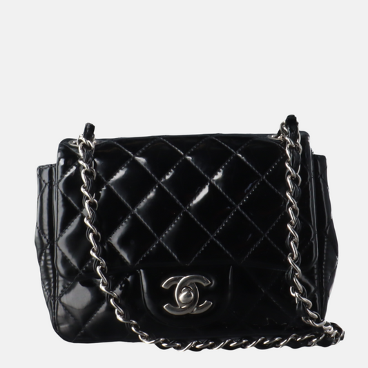 Chanel Classic Flap Square Patent Lambskin Black Crossbody Bag