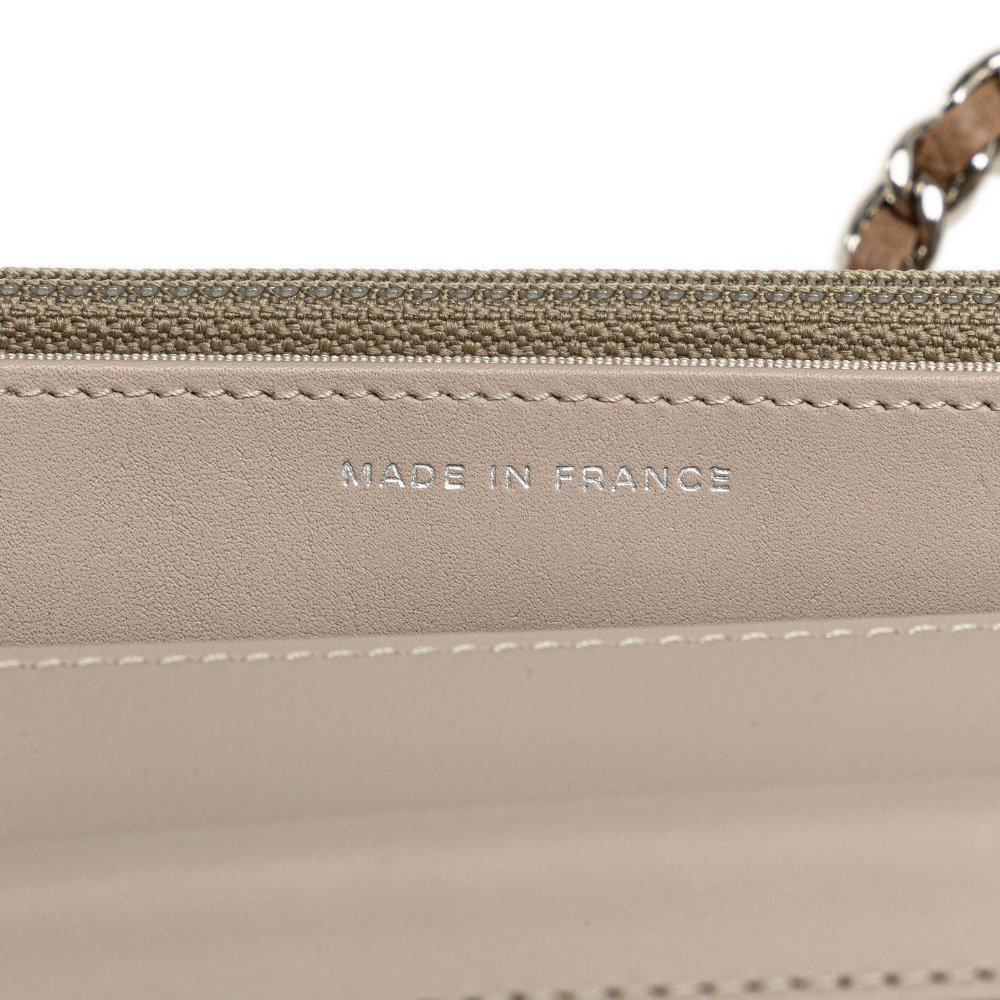 Tan Chanel Quilted Calfskin Stitched CC Wallet on Chain Crossbody Bag