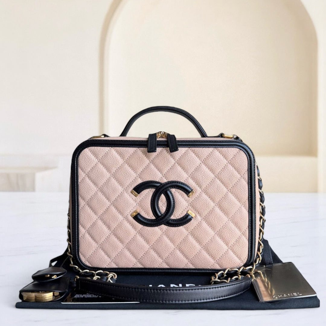 Chanel Camera Filigree Box Bag Large - Caviar Quilted Black Handbag