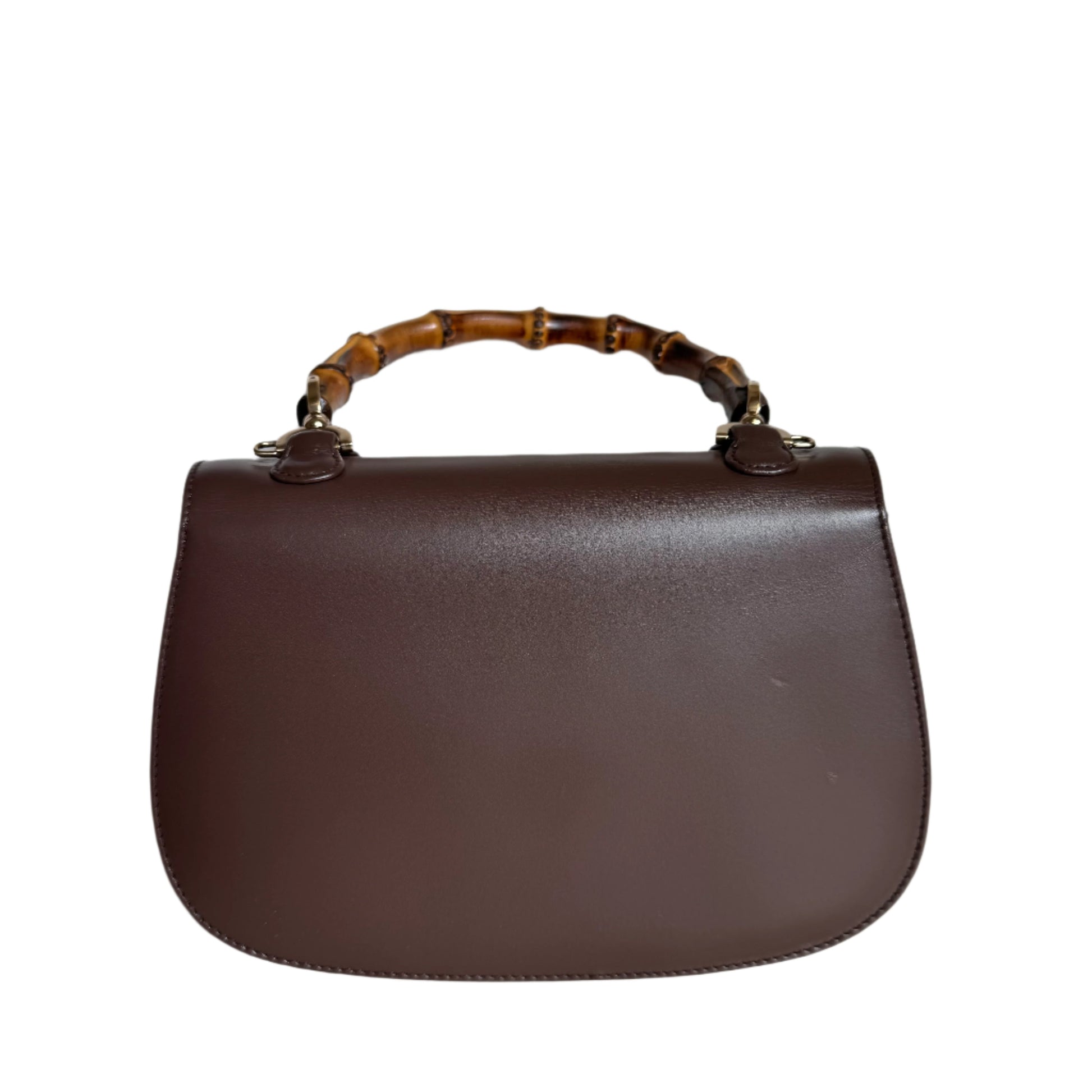 Gucci Bamboo Chocolate Strap Leather Brown Small Top Handle Travel Bag