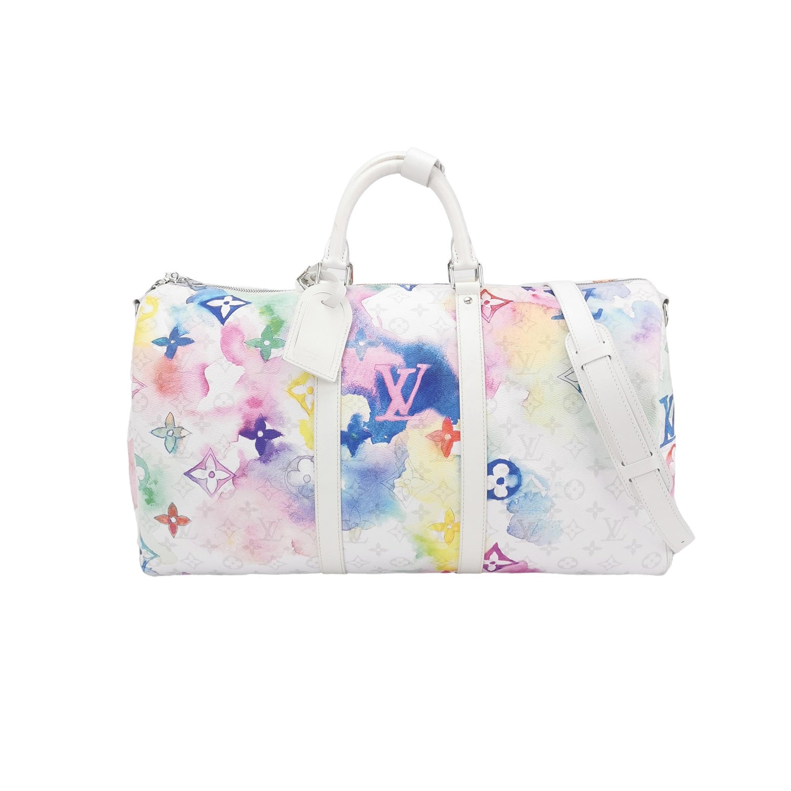 Louis Vuitton Keepall 50 Watercolor White Travel Bag