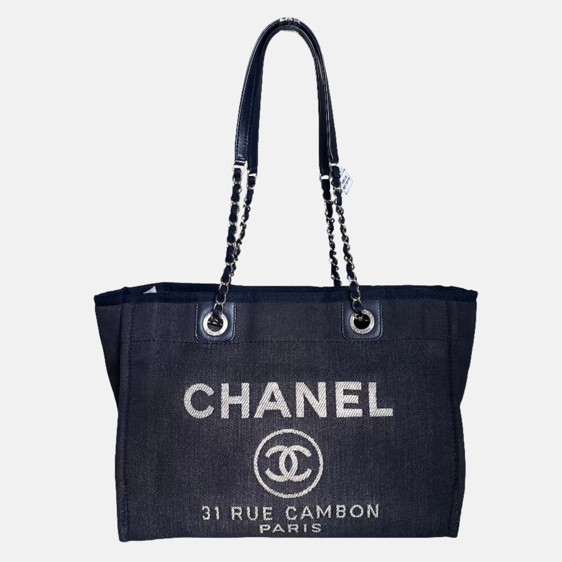 Chanel Deauville Navy Denim Top Handle Shoulder Bag