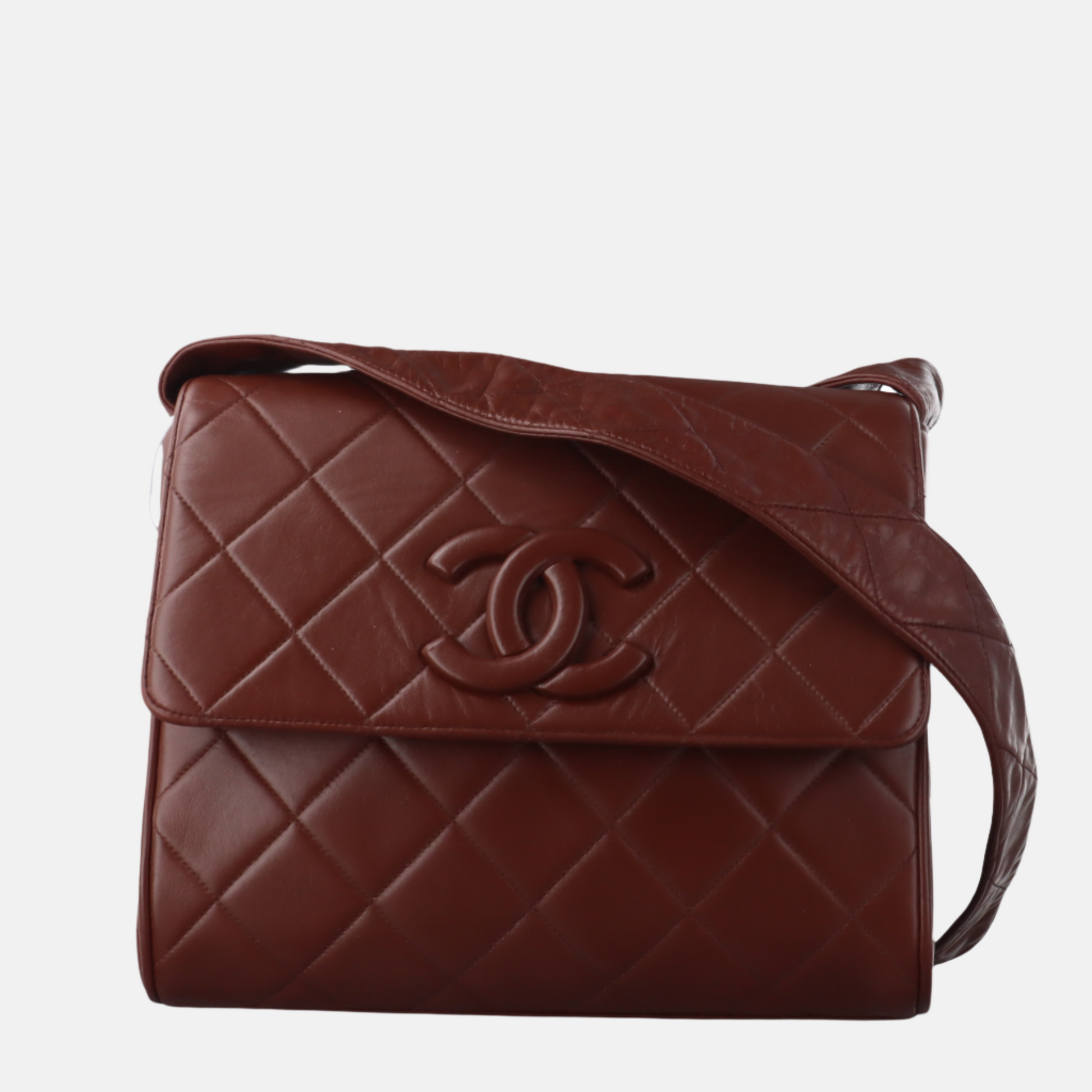 Chanel Quilted Flap Messenger Deep Burgundy Brown Crossbody Bag