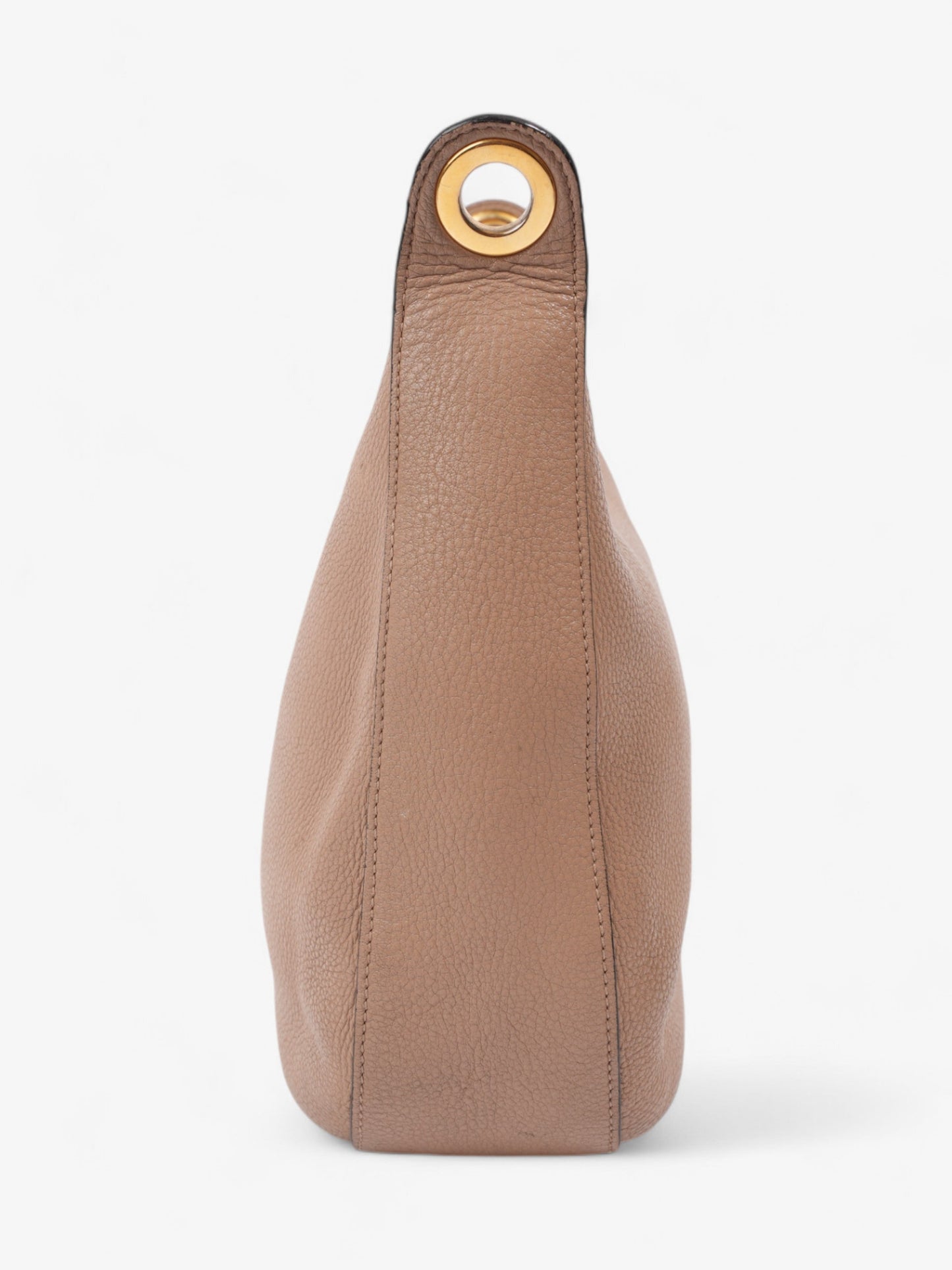 Prada Zipped Hobo Taupe Calfskin Leather Crossbody Bag