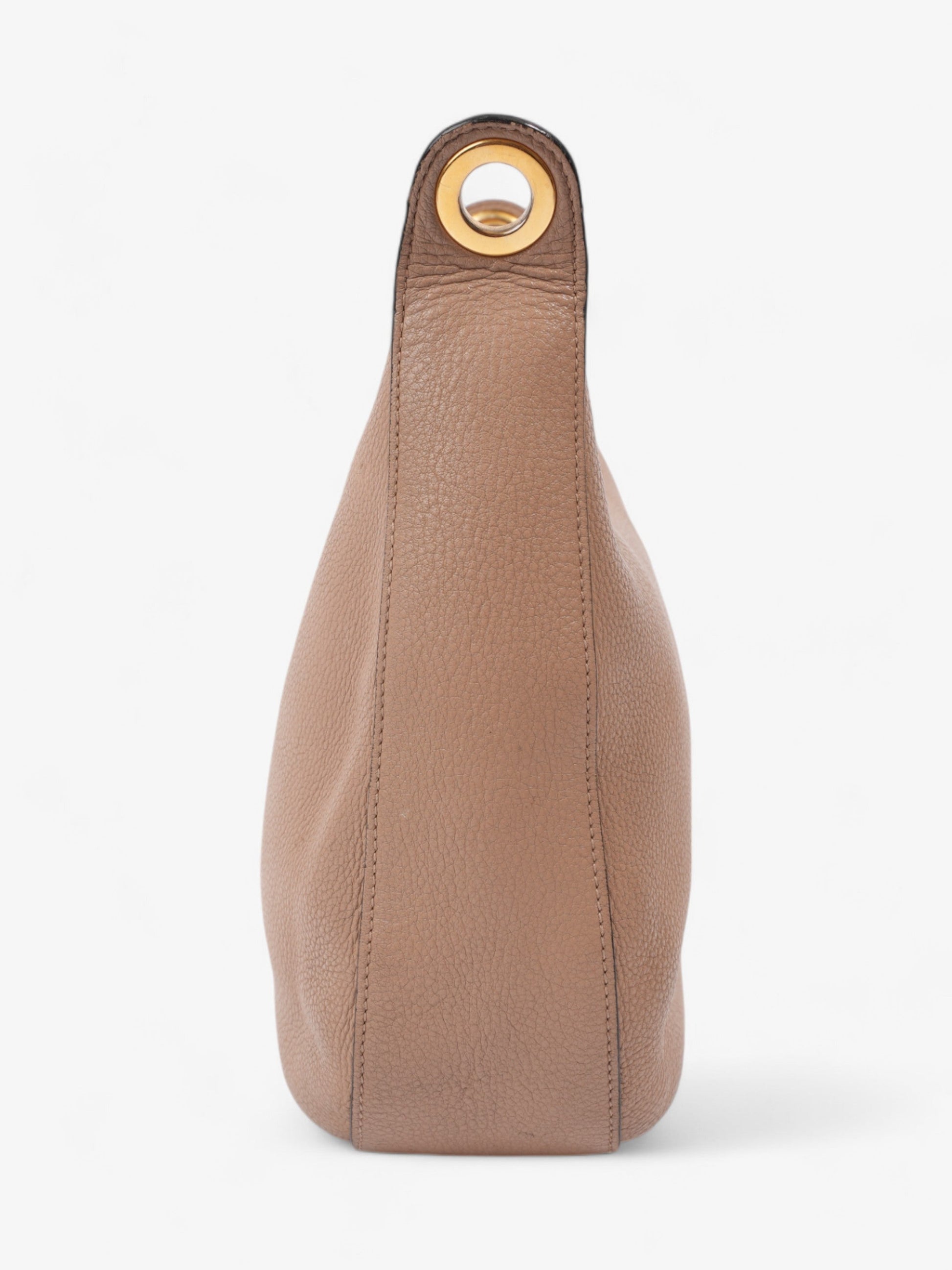 Prada Zipped Hobo Taupe Calfskin Leather Crossbody Bag