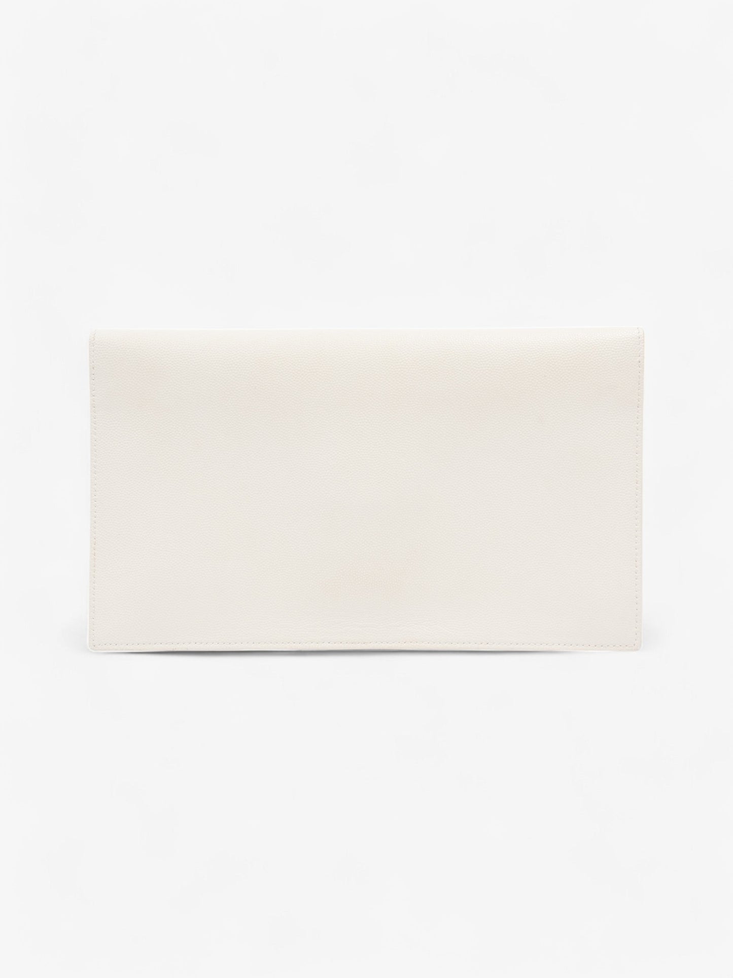YSL Saint Laurent Uptown Clutch Blanc Grained Leather Clutch Bag