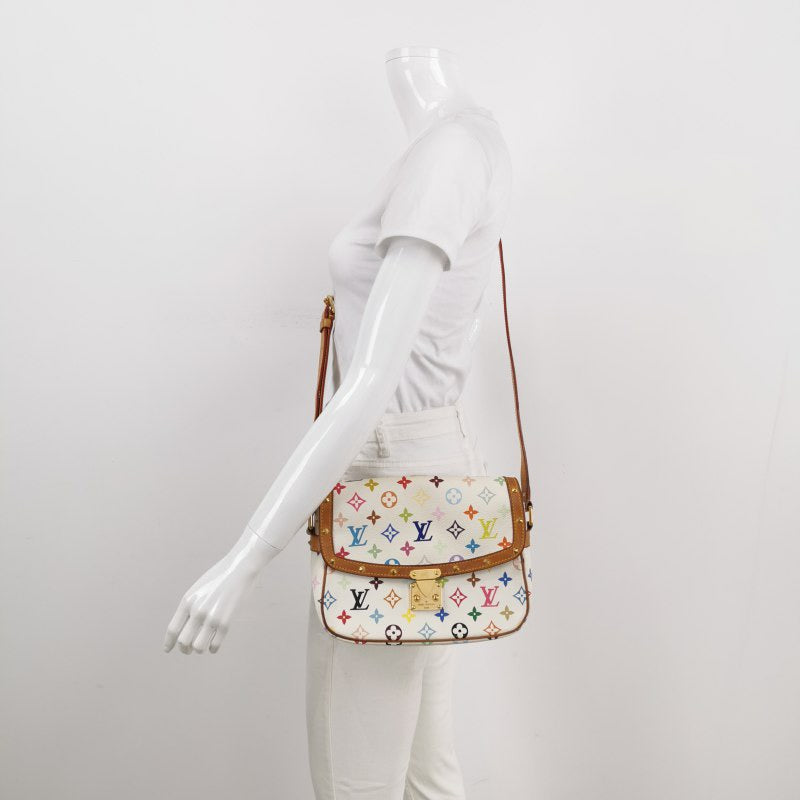 Louis Vuitton x Takashi Murakami Sologne Messenger White Multicolor Crossbody Bag