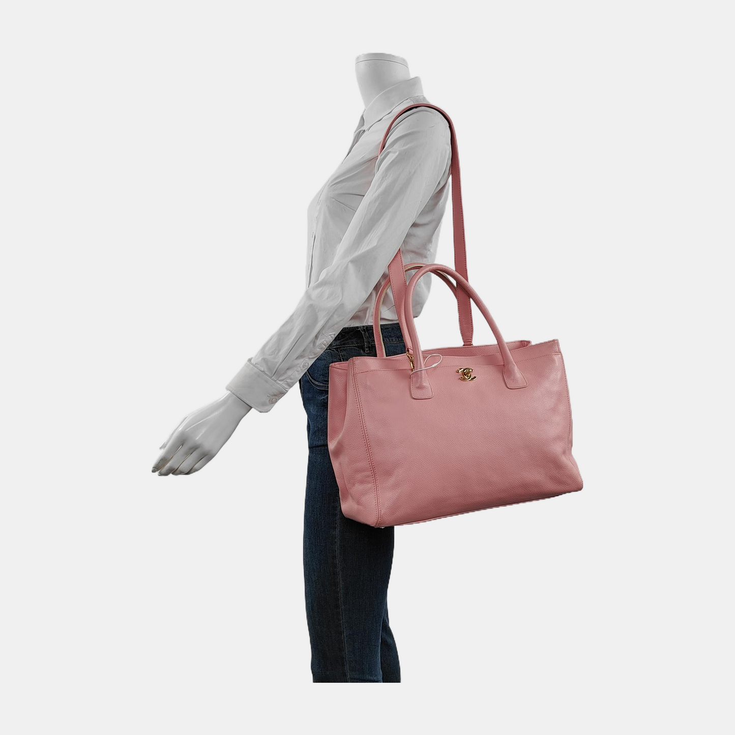 Chanel Cerf Executive Caviar Hardware Pink Gold Leather Handbag