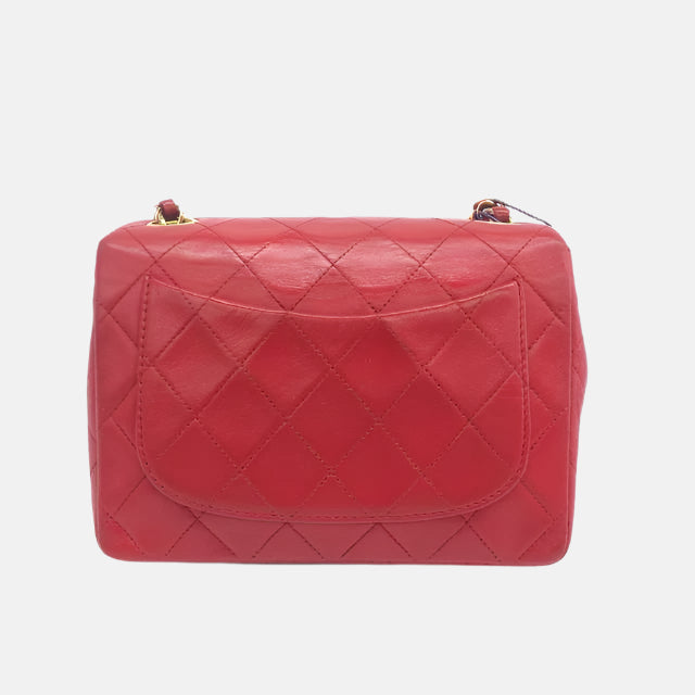 Chanel Classic Flap Square Lambskin 24k HW Red Gold Mini Bag Gold Hw