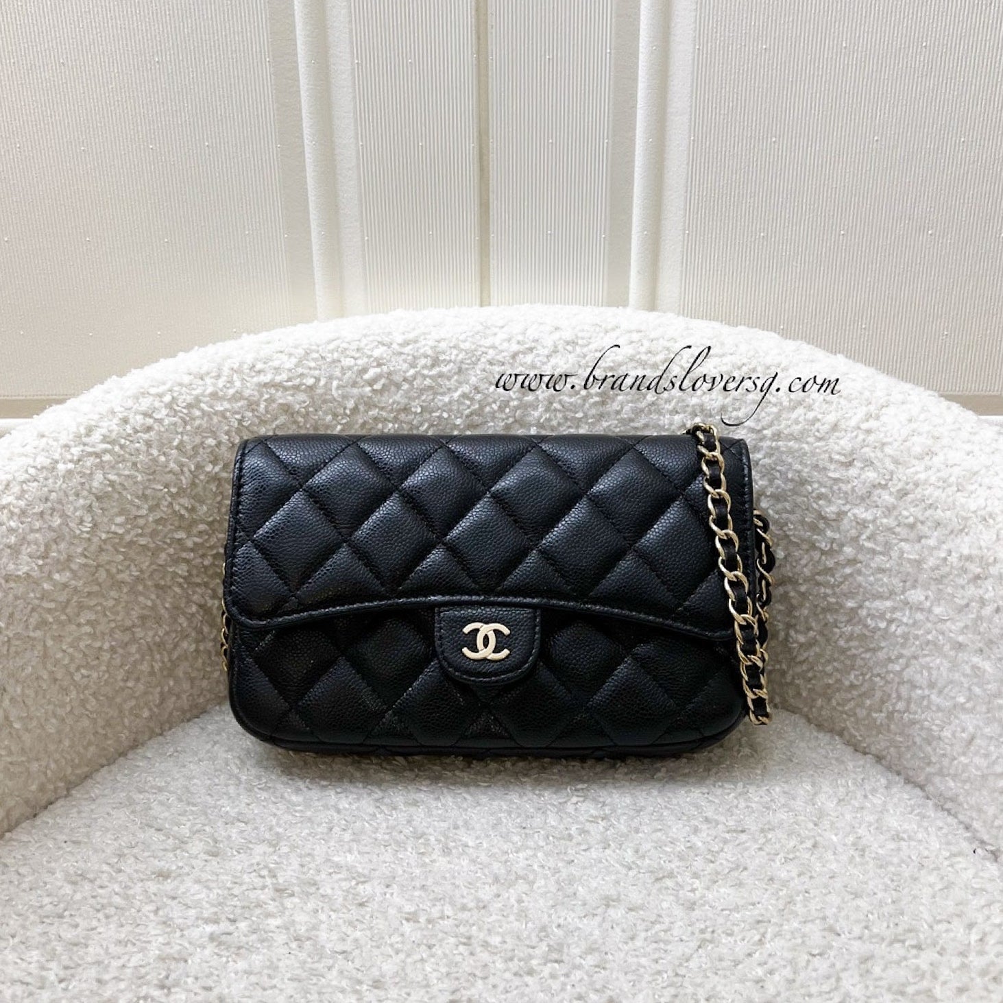 Chanel Phone Holder Wallet On Chain Woc In Black Caviar And Lghw ( ) Bag