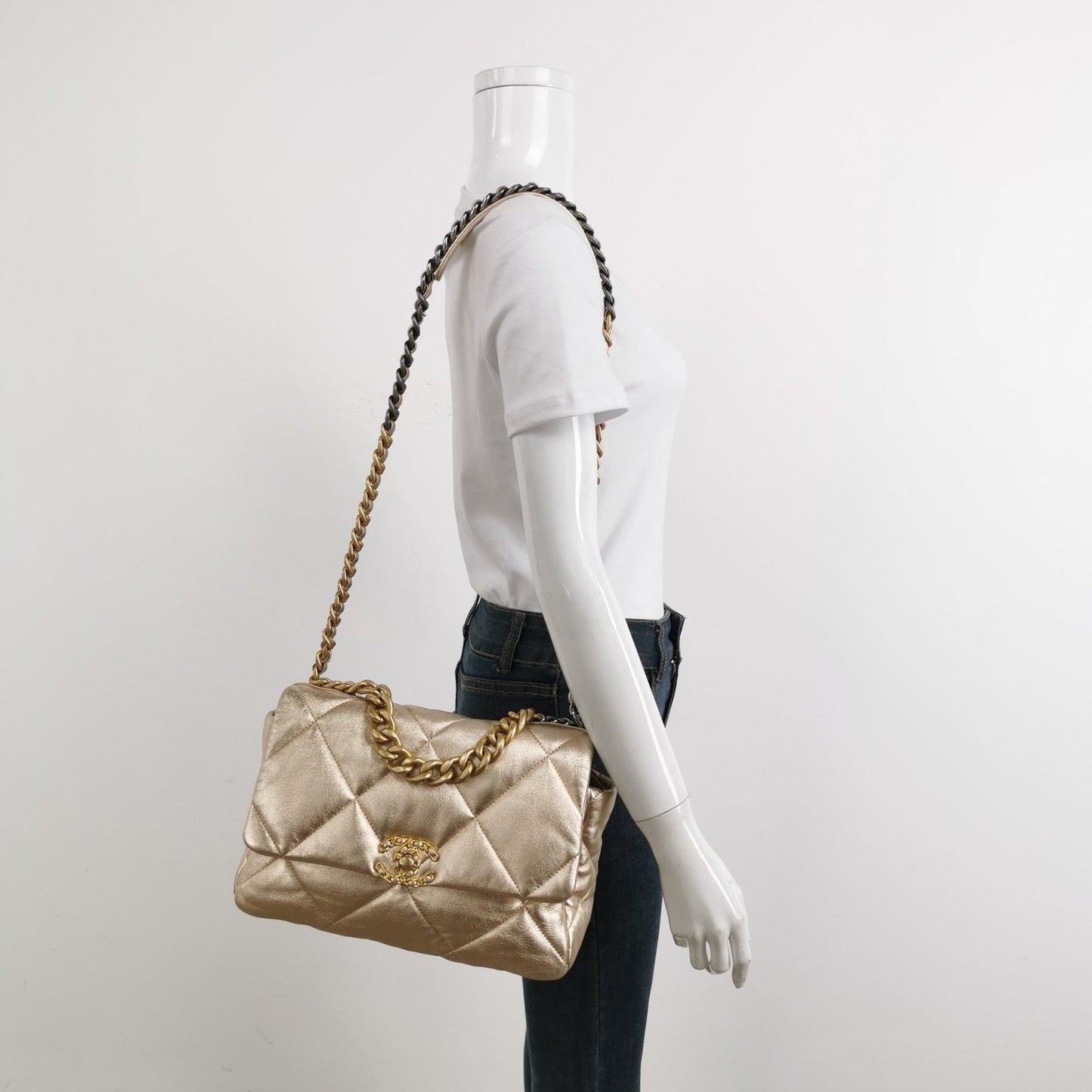 Chanel 19 Light Dual Color Gold Crossbody Bag