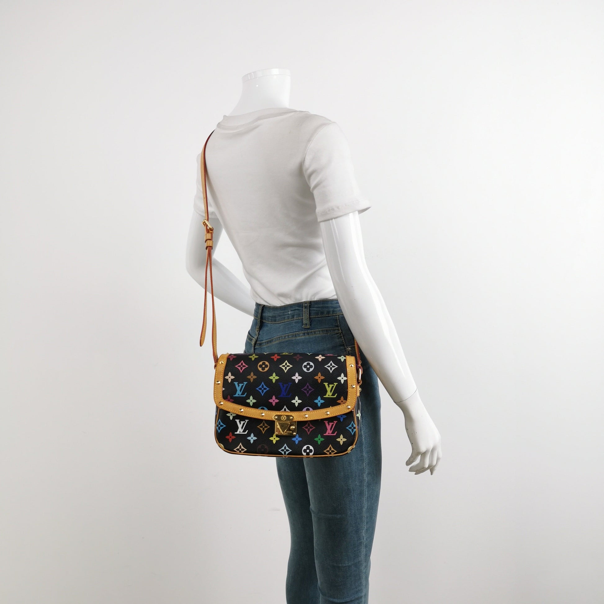 Louis Vuitton x Takashi Murakami Sologne Messenger Black Multicolor Crossbody Bag