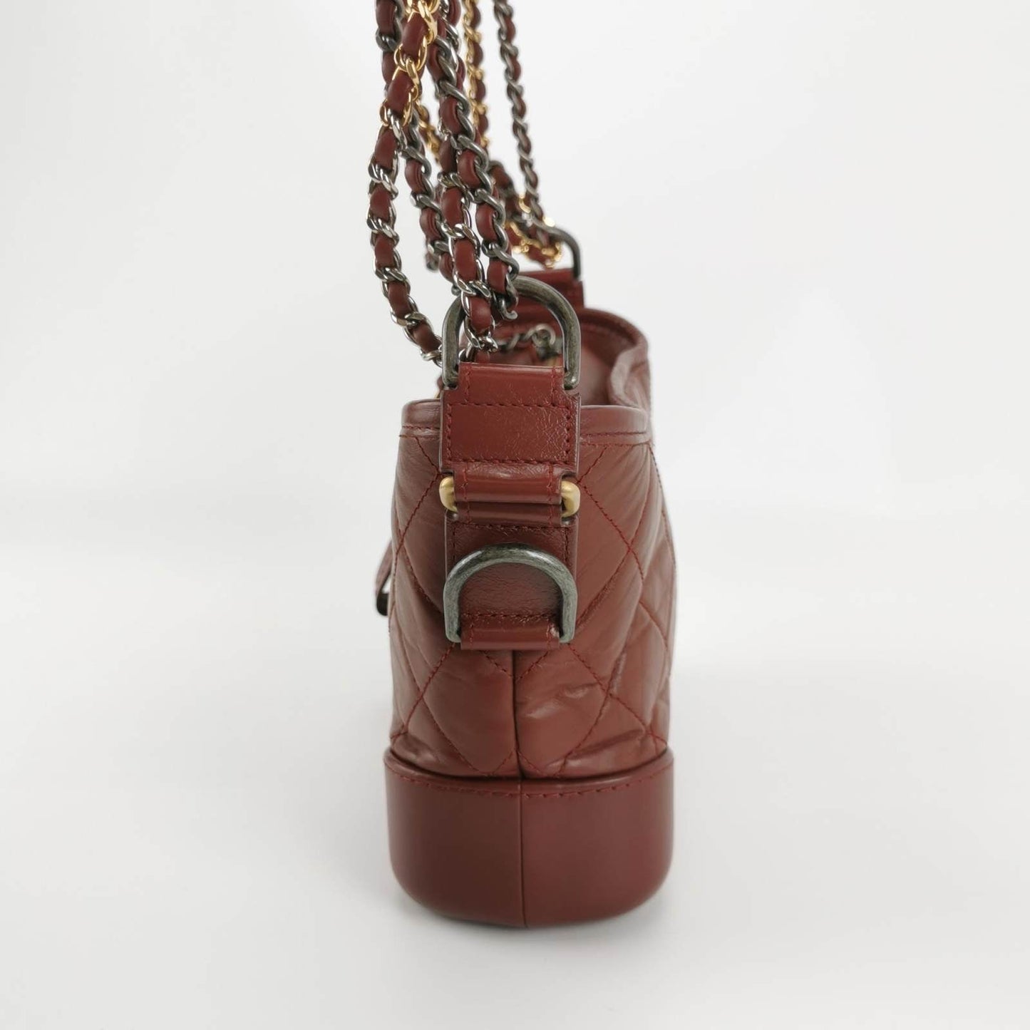 Chanel Gabrielle Hobo Burgundy Small Leather Crossbody Bag