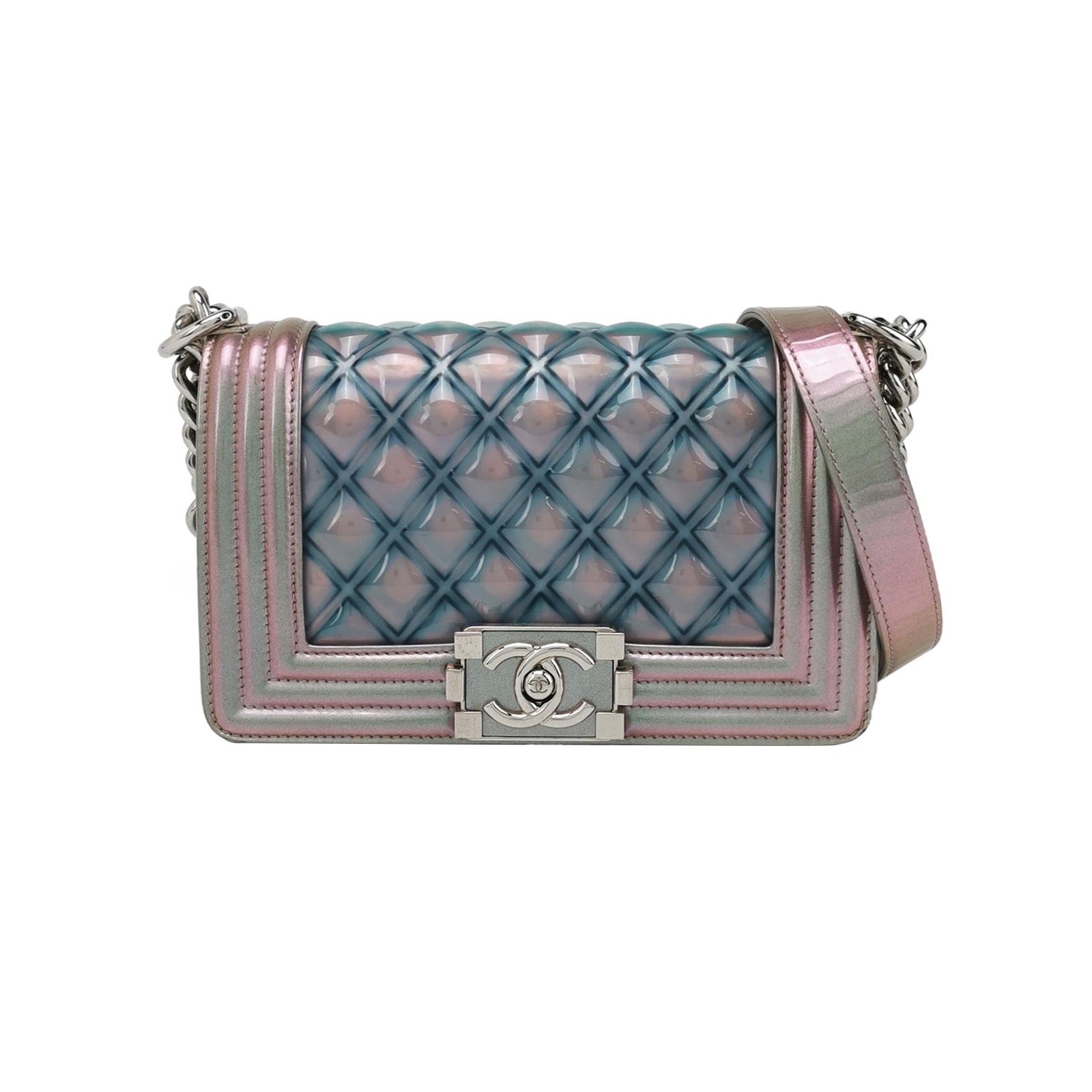 Chanel Le Boy Mermaid Patent Multicolor Small Leather Handbag