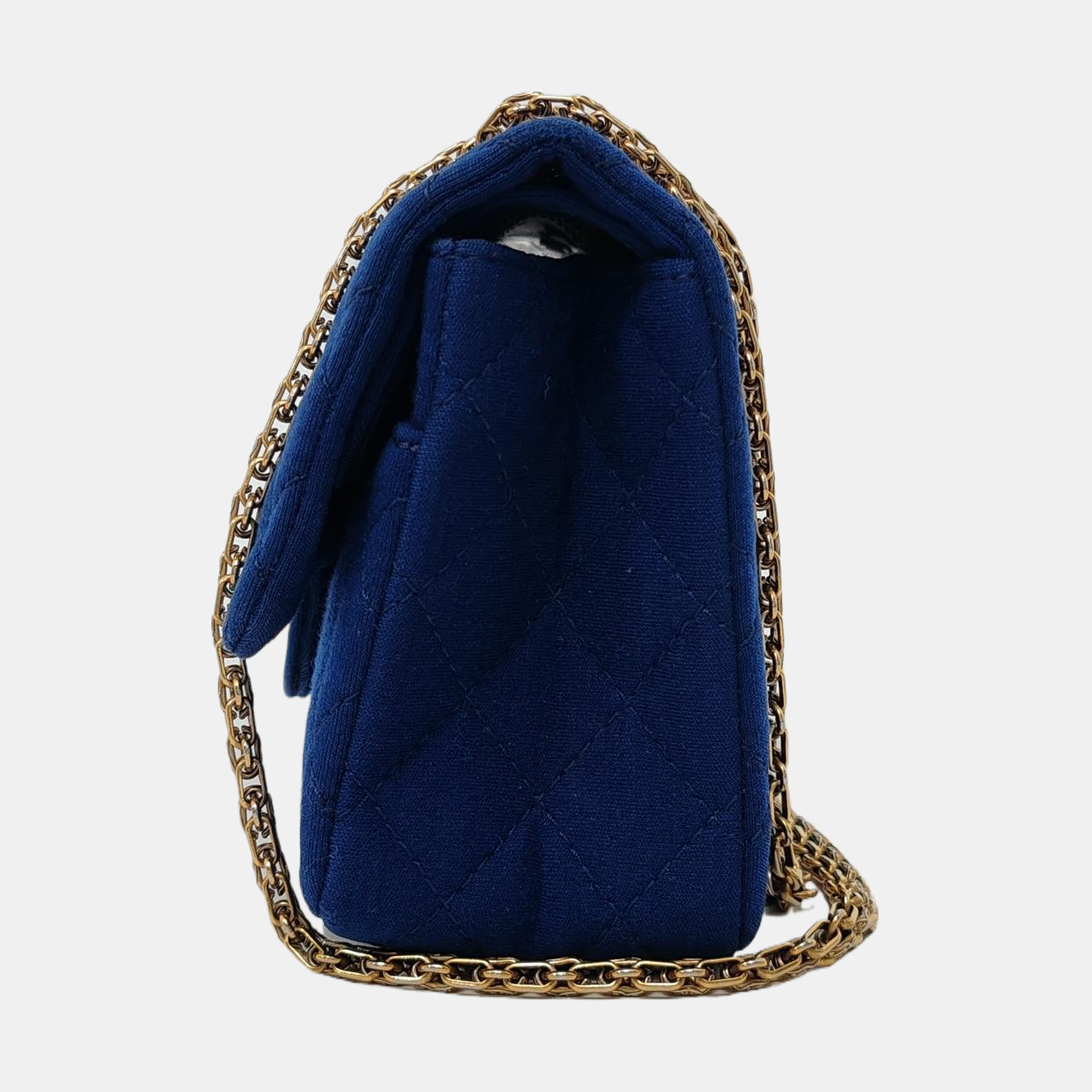 Chanel 2.55 Double Flap Royal Fabric Blue Gold Handbag
