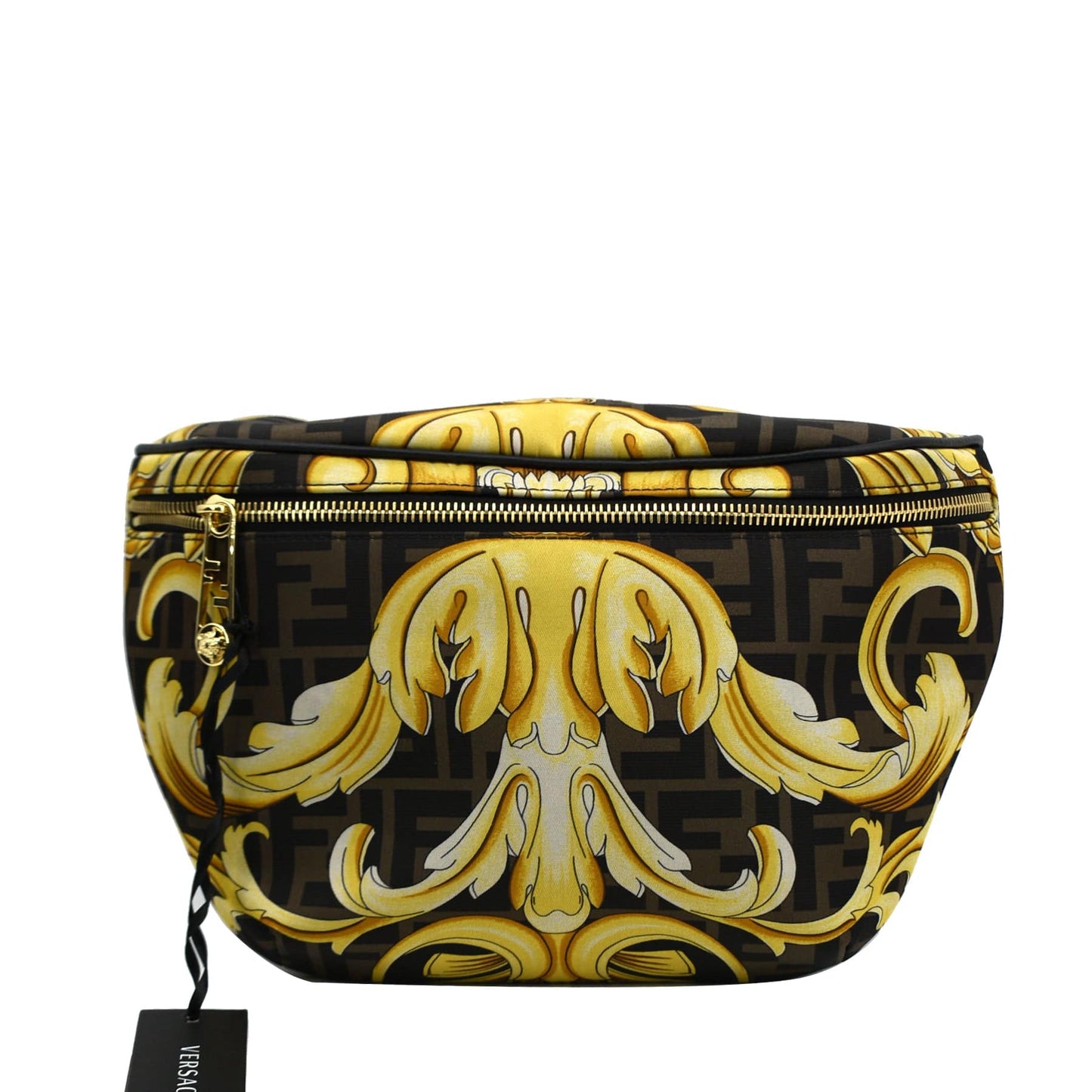 Fendi Versace Ff Baroque Belt Bag Nylon Gold
