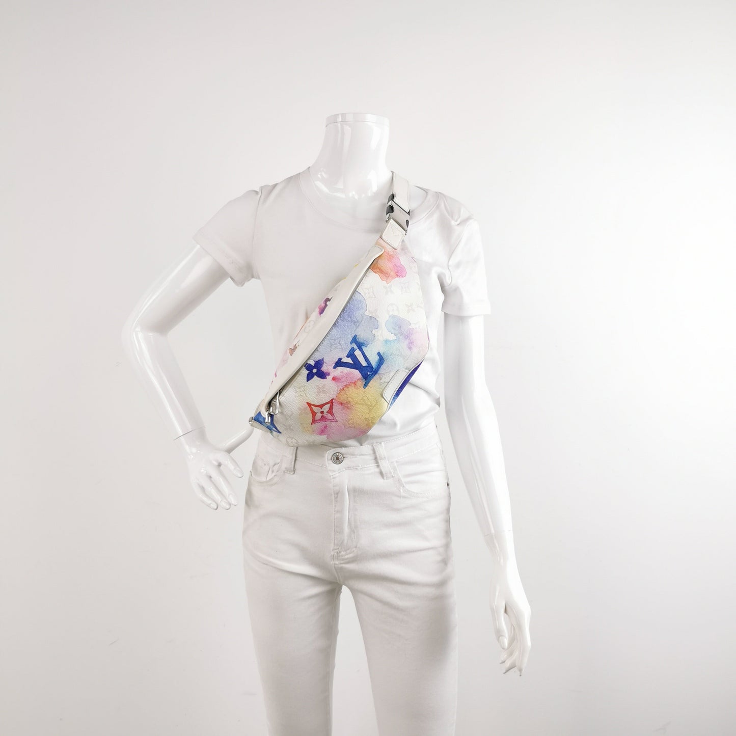 Louis Vuitton Bumbag Canvas Leather Watercolor White Handbag