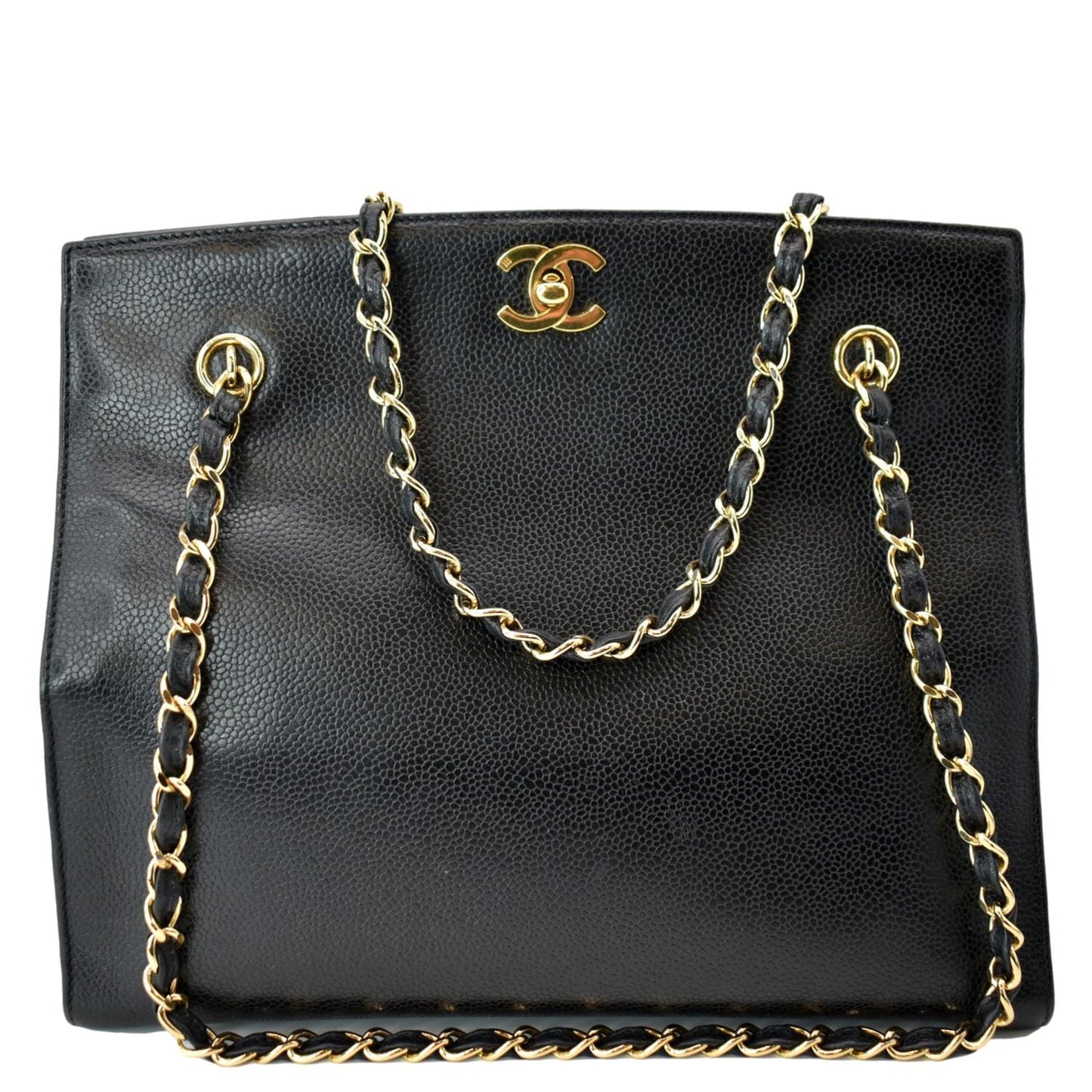 Chanel CC Caviar Shopping Leather Black Travel Bag