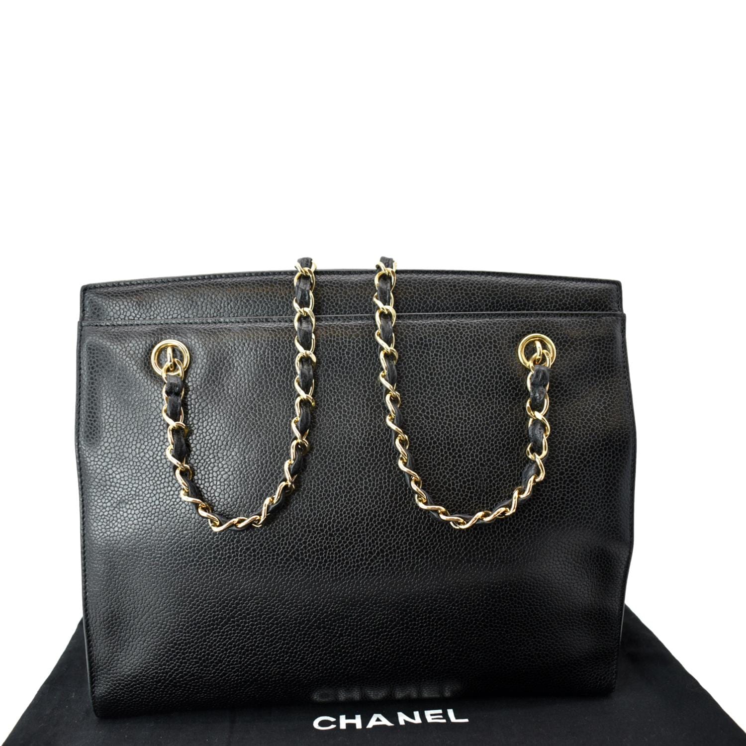 Chanel CC Caviar Shopping Leather Black Travel Bag