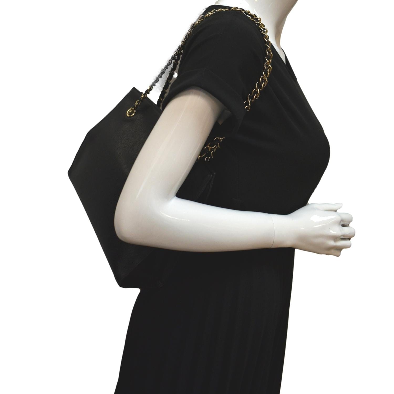 Chanel CC Caviar Shopping Leather Black Travel Bag