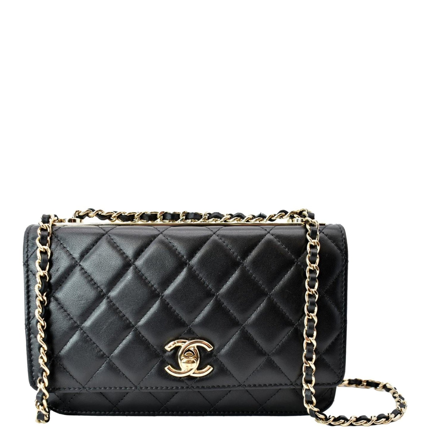 Chanel Trendy CC On Leather Lambskin Black Wallet Case On Chain